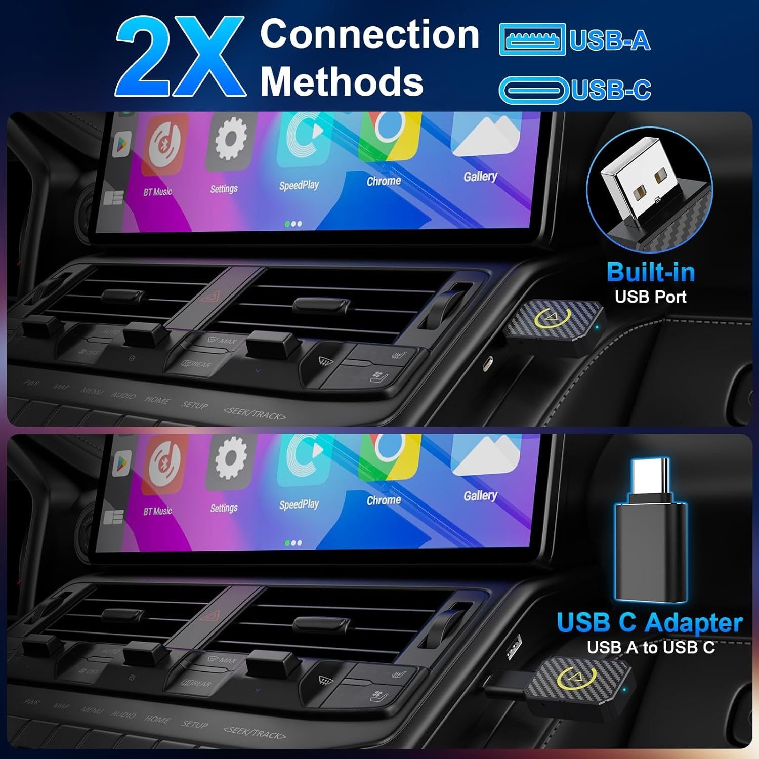 Wired to Wireless CarPlay Android Auto Adapter Bluetooth 5.2