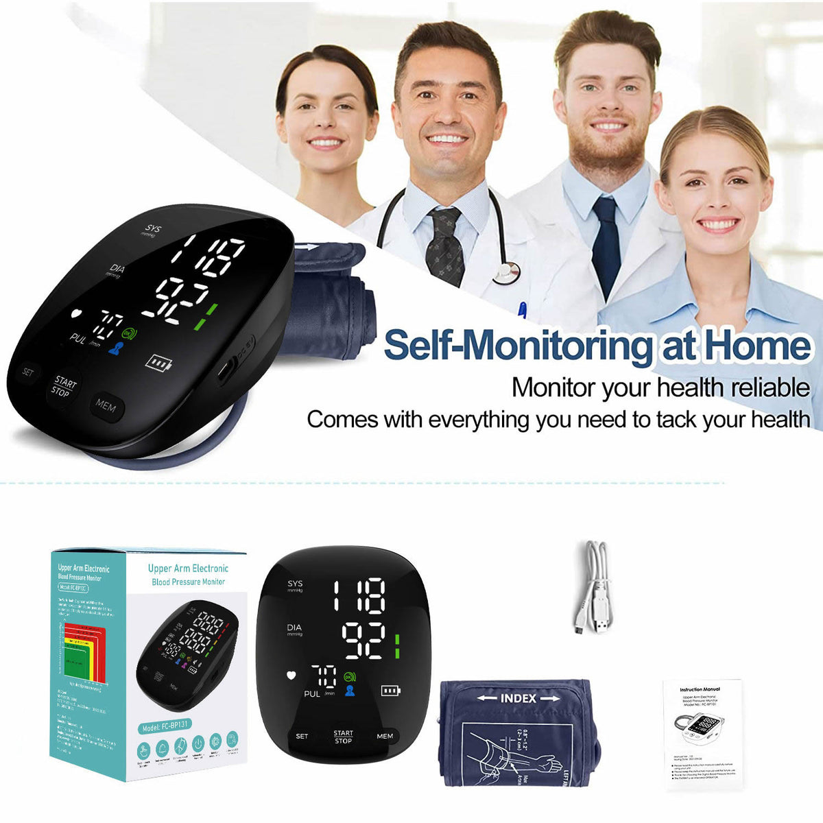Digital BP Monitor Upper Arm Blood Pressure Machine Voice Function