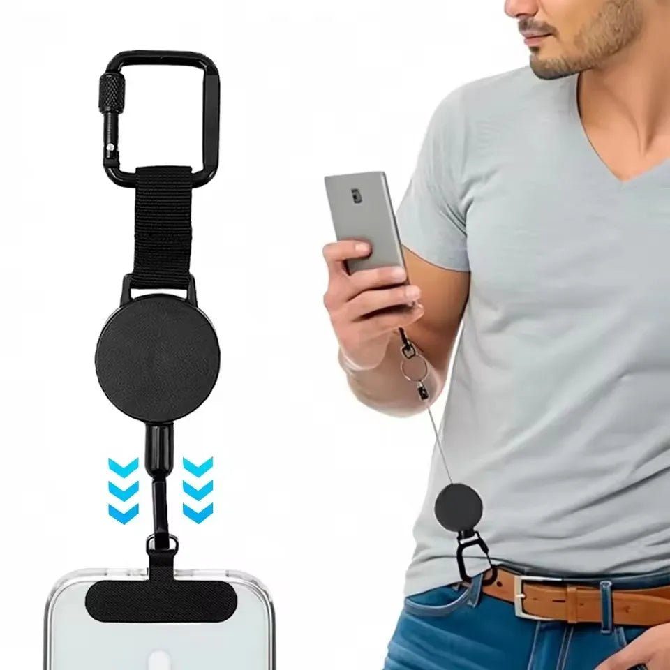 1Pcs Retractable Anti-Theft Phone Tether Wrist Strap 60cm Locking Clip for Travel Hiking Outdoor Activities