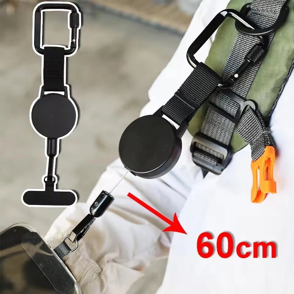 1Pcs Retractable Anti-Theft Phone Tether Wrist Strap 60cm Locking Clip for Travel Hiking Outdoor Activities