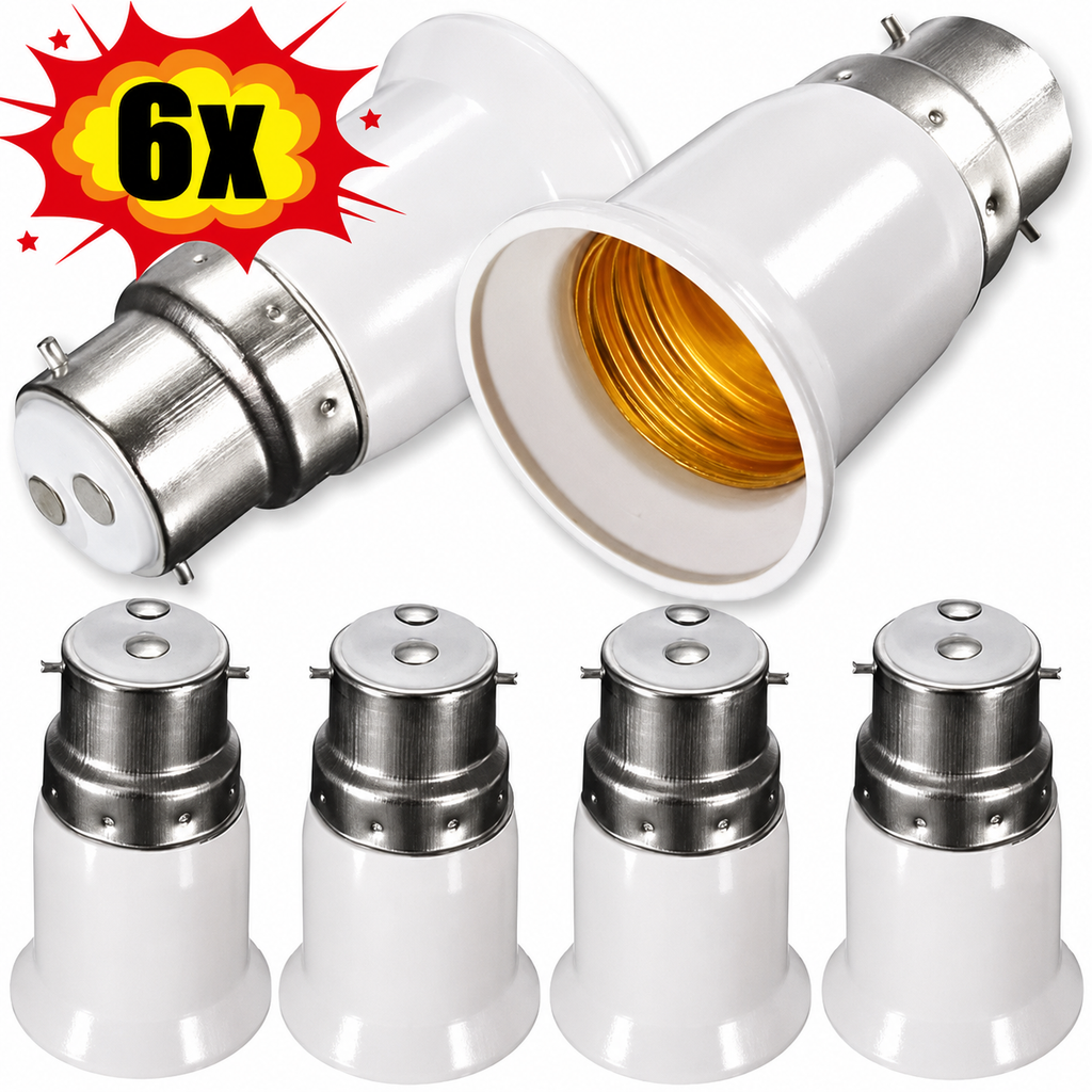 6PCS B22 to E27 Bulb Adapter Bayonet to Screw Light Socket Converter