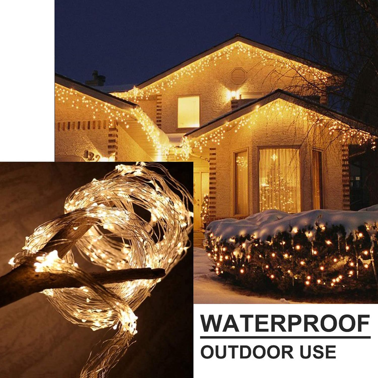 200 LED Waterfall String Fairy Light Christmas Light - Warm White