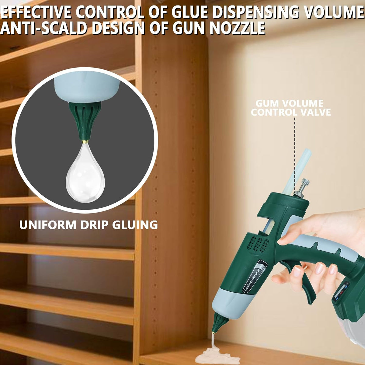 Cordless Hot Glue Gun Compatible with Bosch 18V Battery
