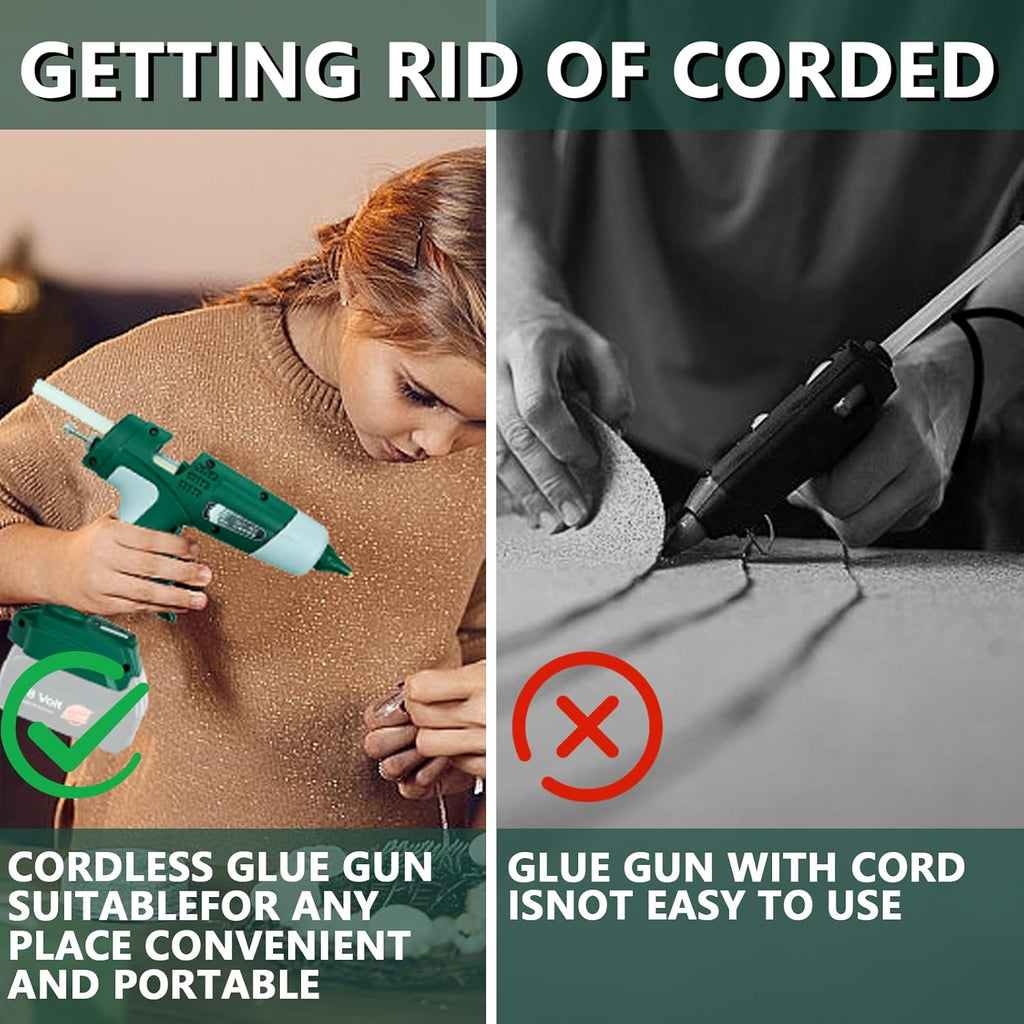 Cordless Hot Glue Gun Compatible with Bosch 18V Battery