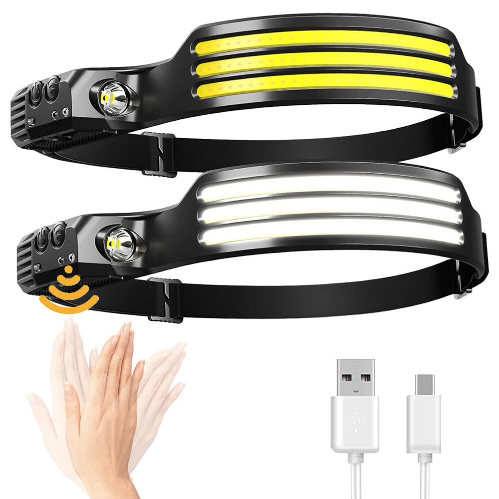 LED Headlamp Rechargeable for Running, Lightweight Head Torch with Wide Beam, USB Charging (Black)