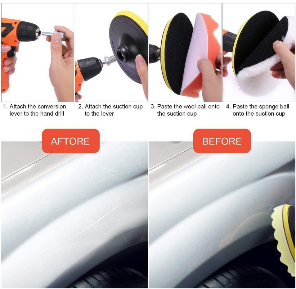 12pcs/Set Car Foam Polishing Pads Kit Buffing Polishing Waxing Foam Sponge Set Car Cleaning Pads