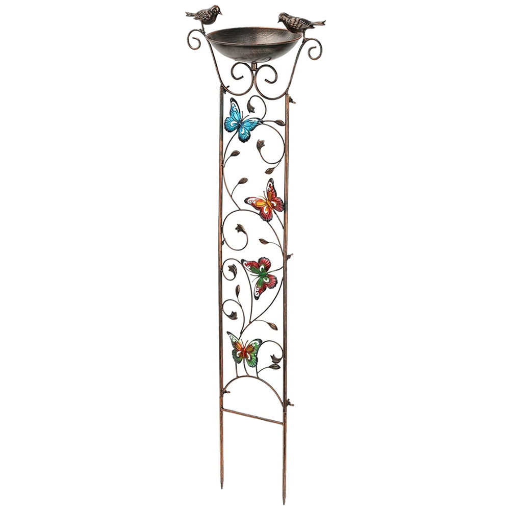 Cast Iron Bird Bath Feeder Garden Decor Plant Support Stand [BUTTERFLY]