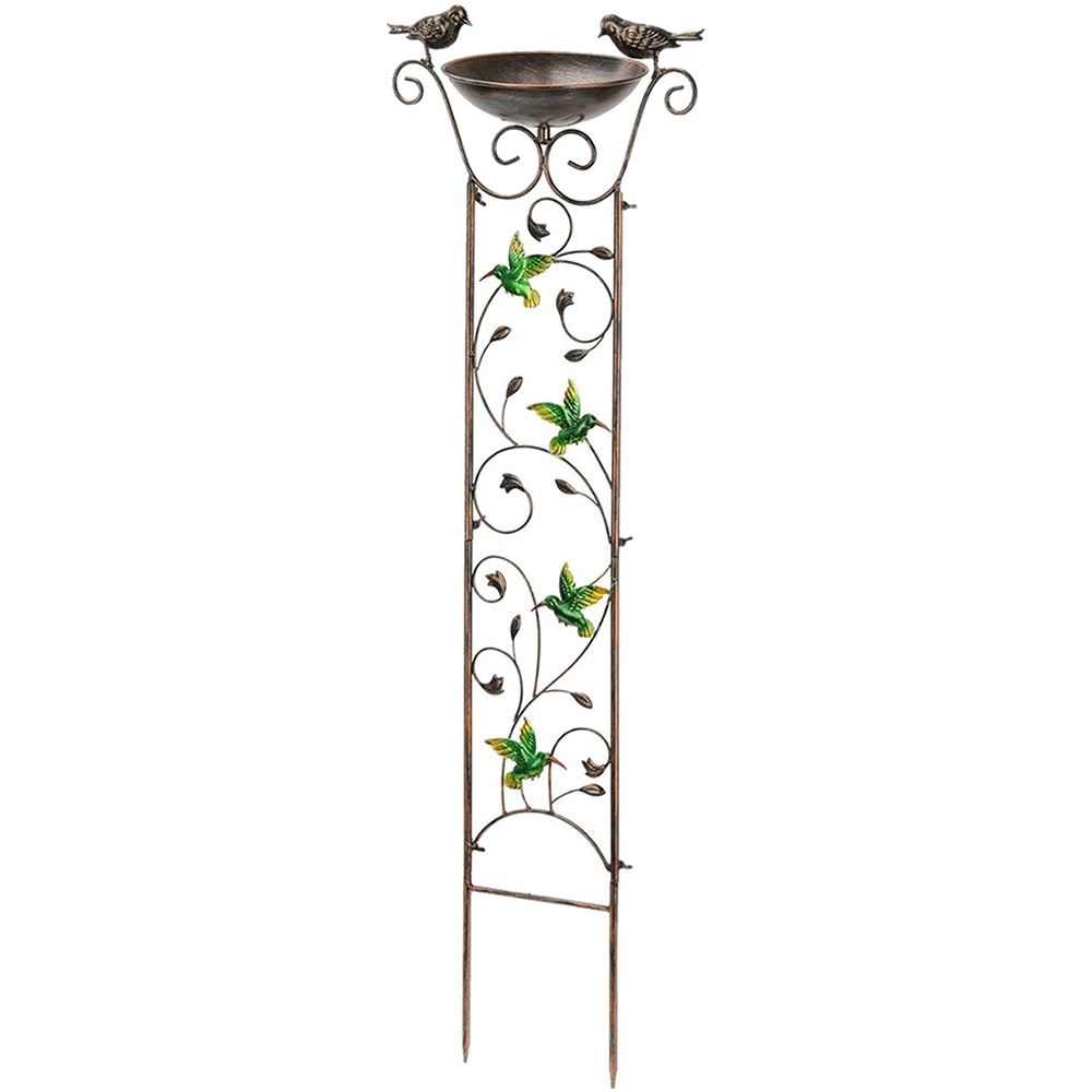 Cast Iron Bird Bath Feeder Garden Decor Plant Support Stand [Humming Bird]