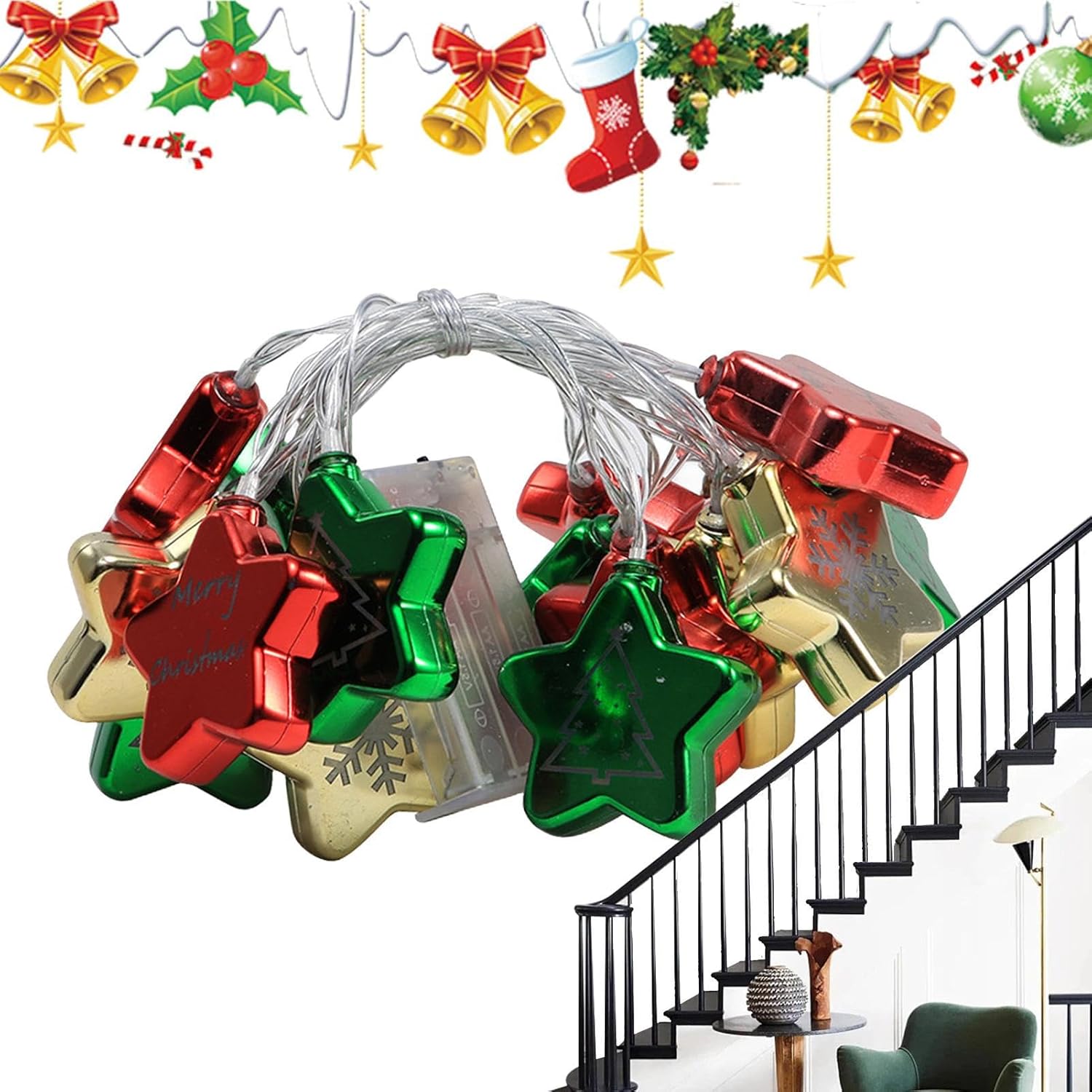 6M 40LEDs Christmas Fairy String Lights Christmas Tree Star Lights Indoor Outdoor Xmas Decorations