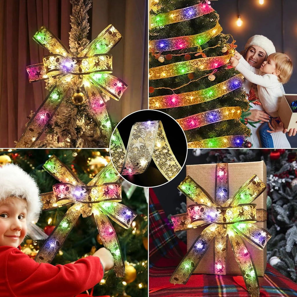 5M LED Christmas Tree Ribbon Bow Xmas Light