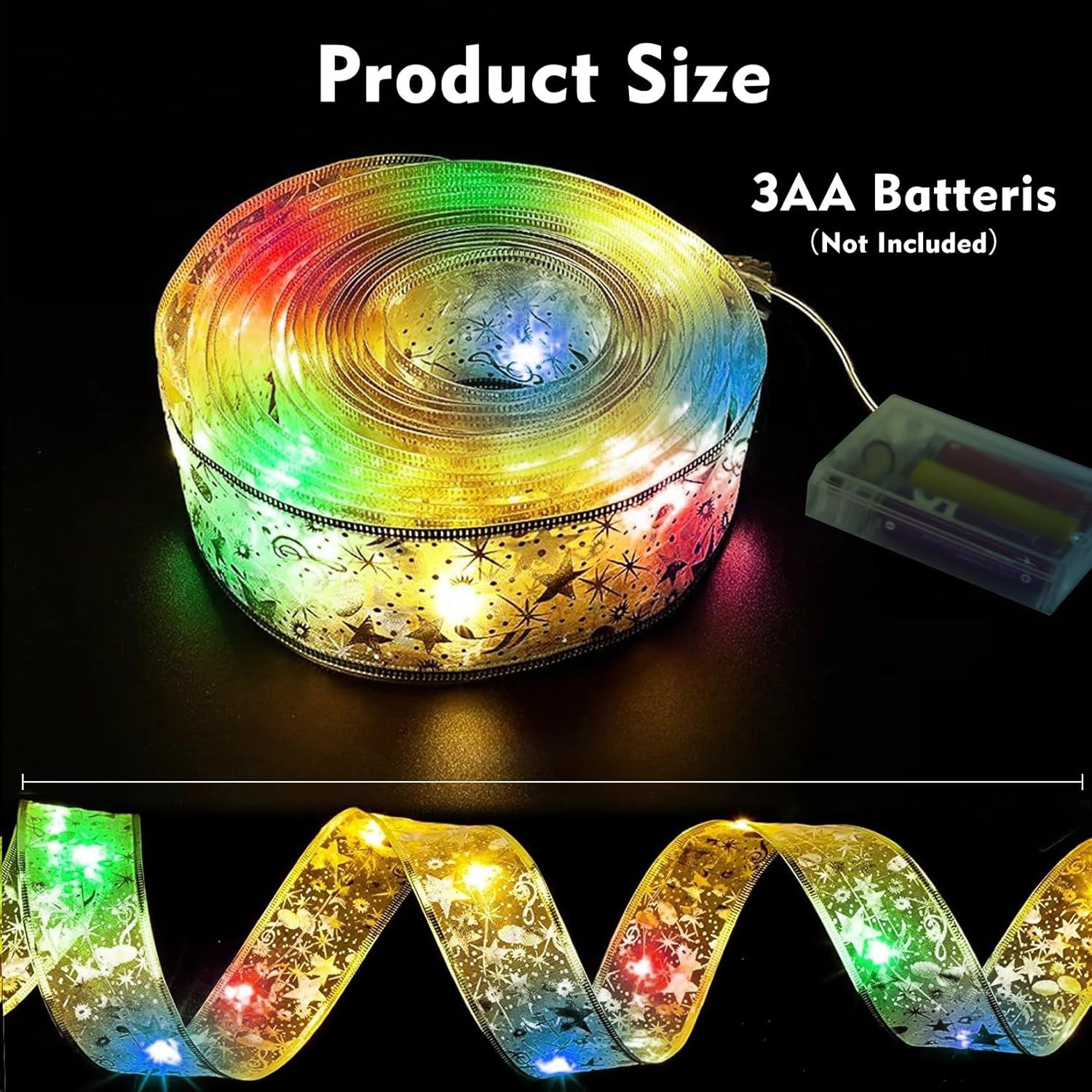 5M LED Christmas Tree Ribbon Bow Xmas Light