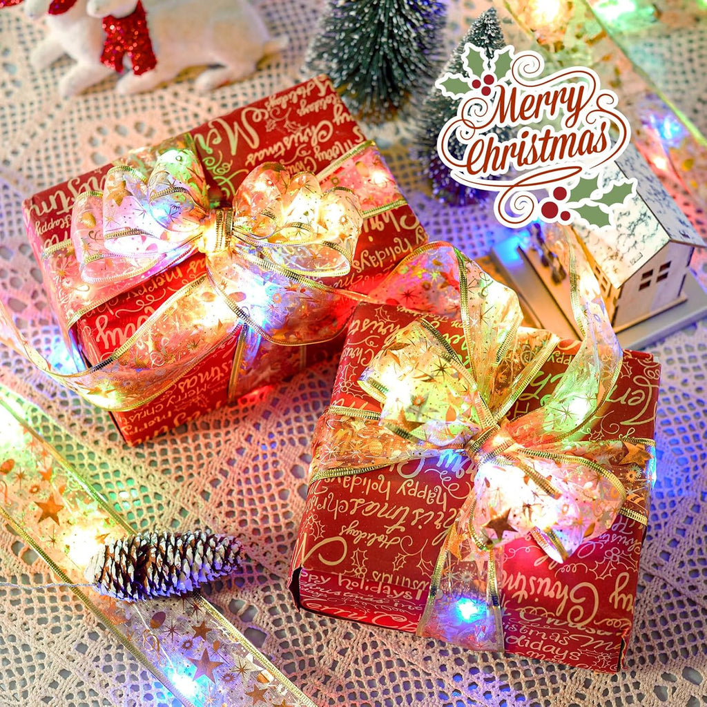 5M LED Christmas Tree Ribbon Bow Xmas Light