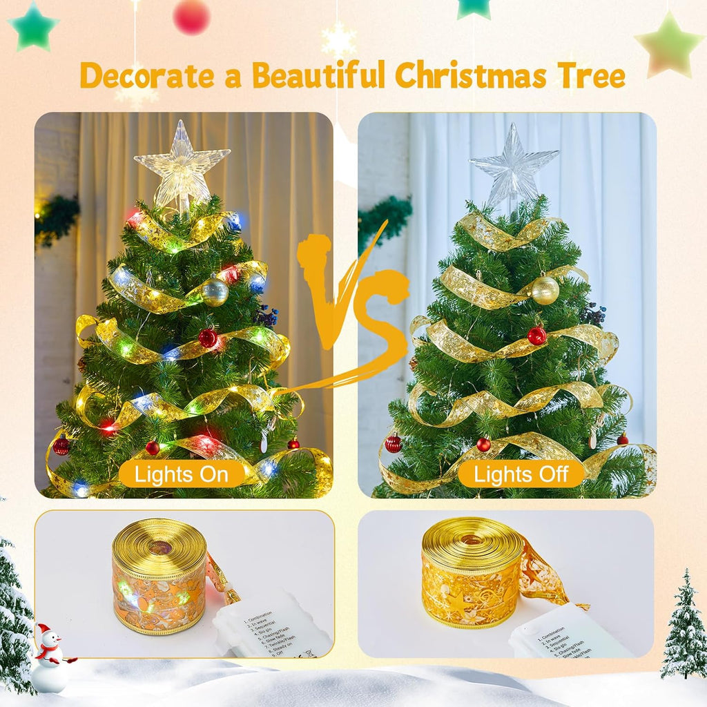5M LED Christmas Tree Ribbon Bow Xmas Light