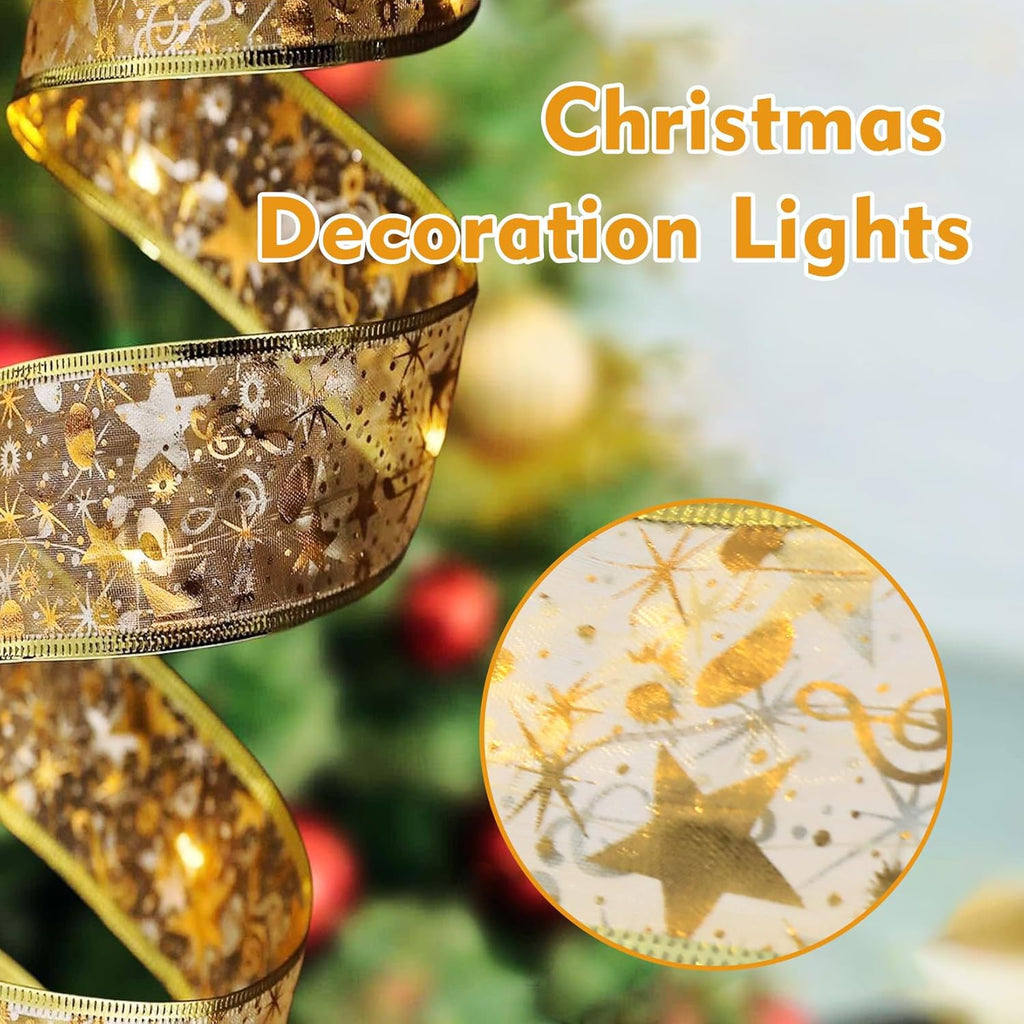 5M LED Christmas Tree Ribbon Bow Xmas Light