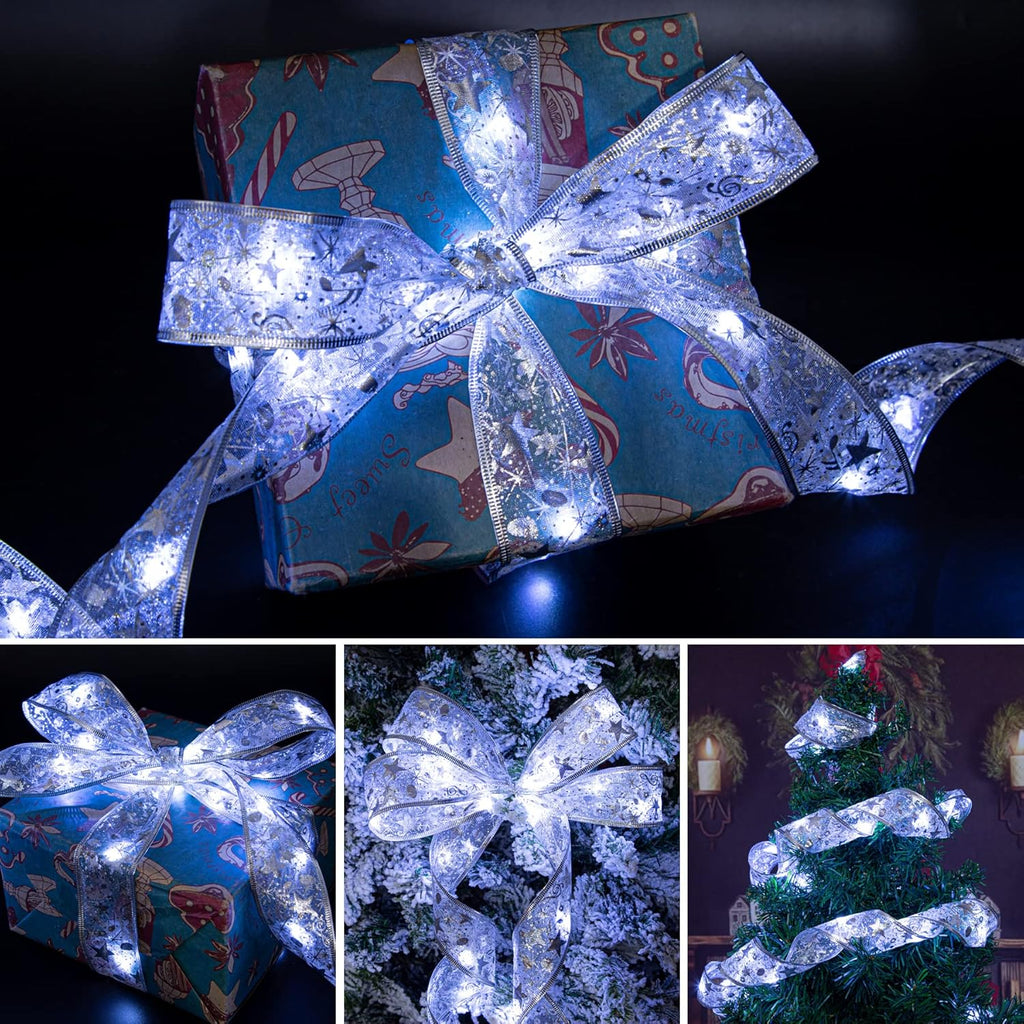 5M LED Christmas Tree Ribbon Bow Xmas Light