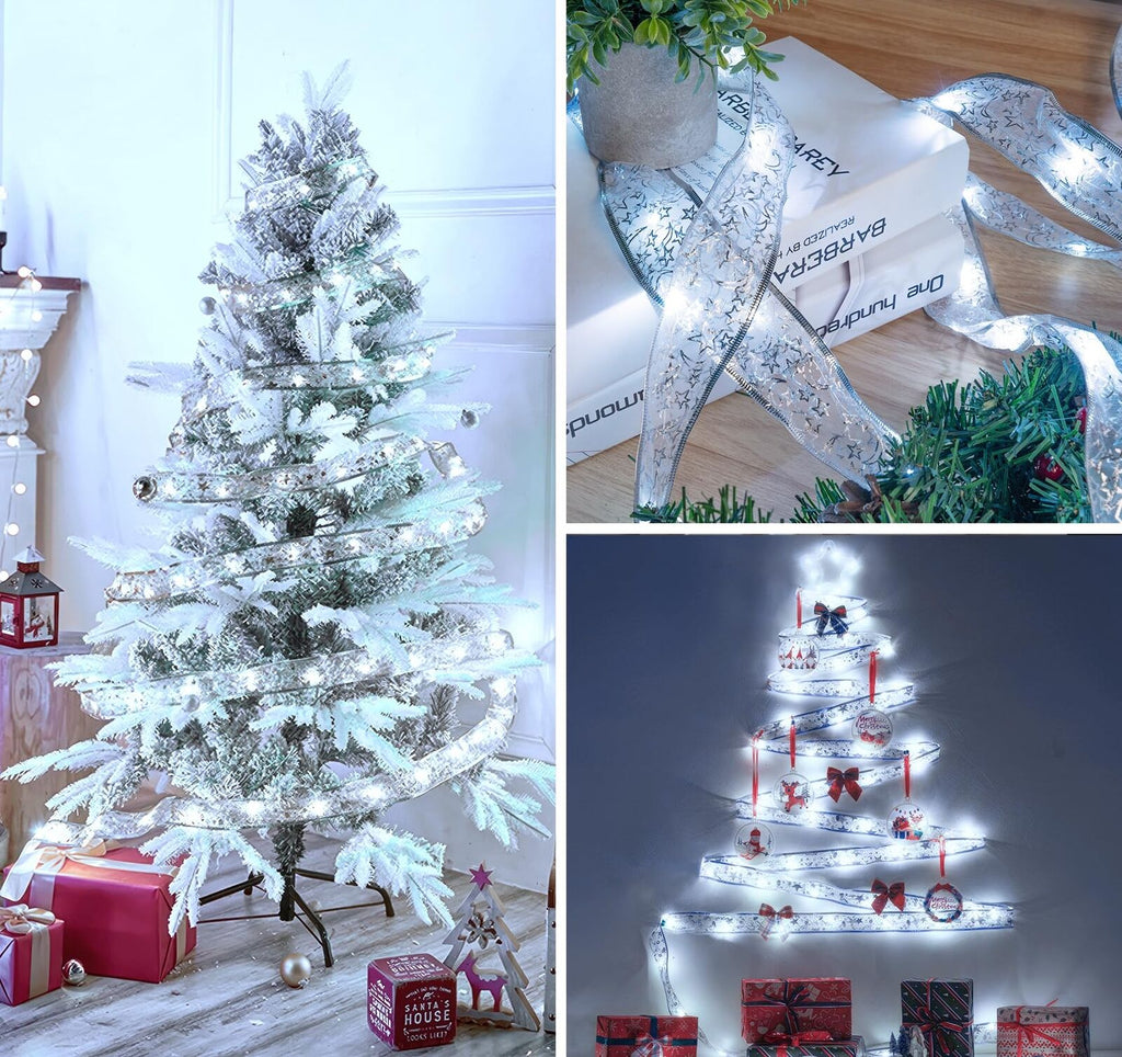 5M LED Christmas Tree Ribbon Bow Xmas Light