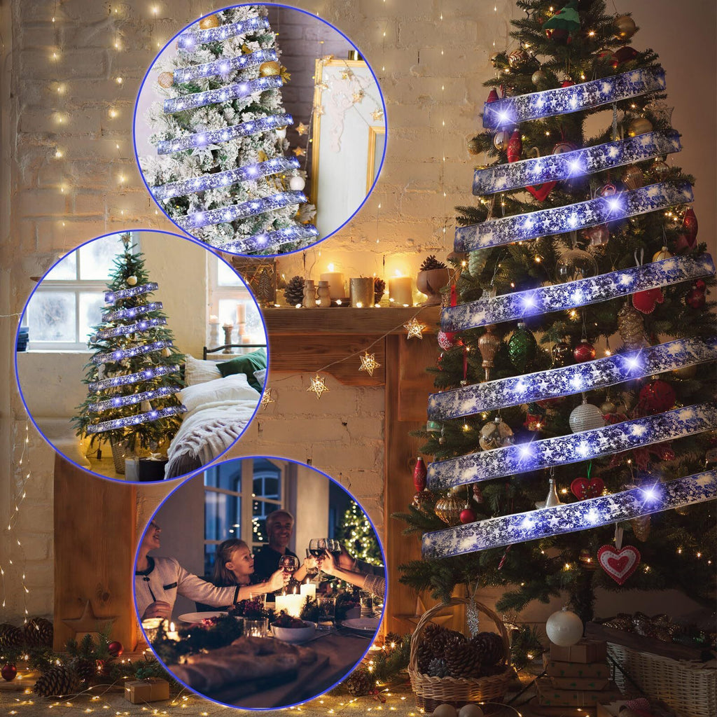 5M LED Christmas Tree Ribbon Bow Xmas Light