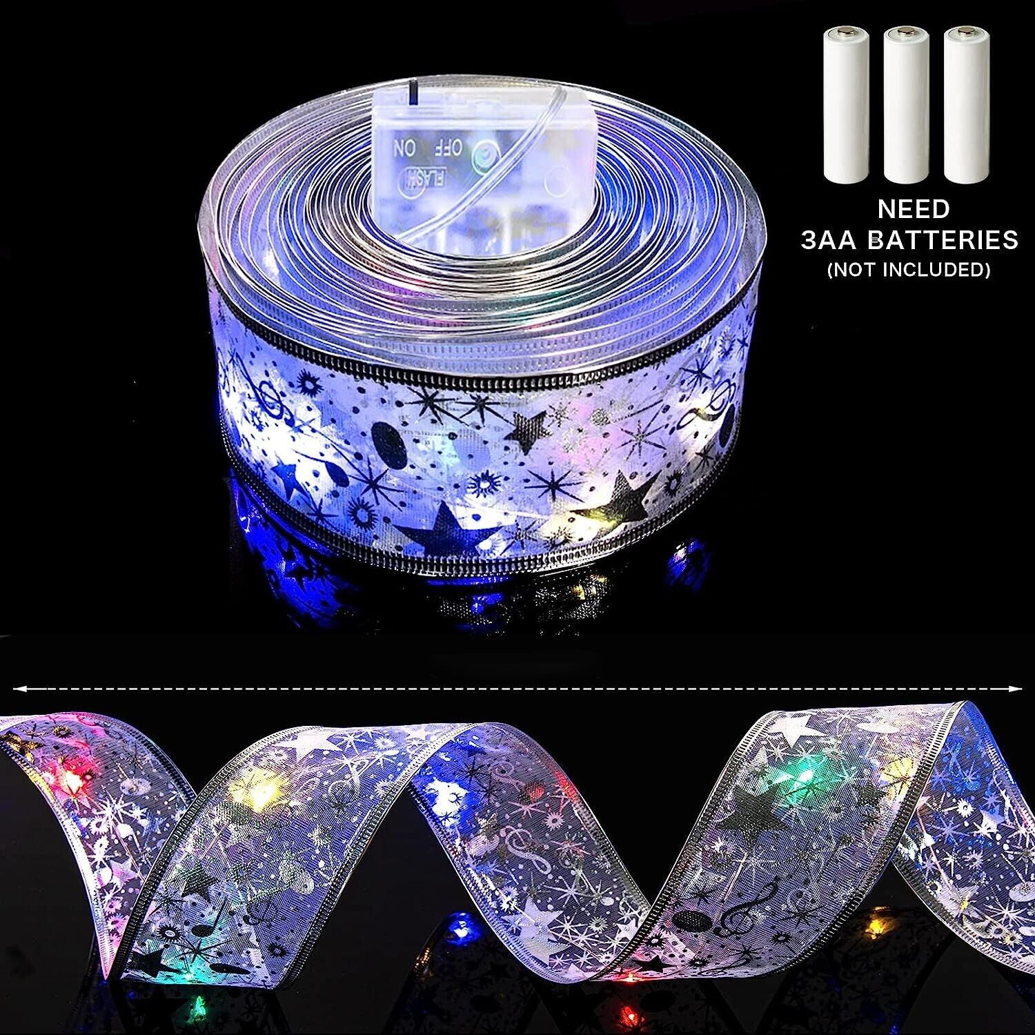 5M LED Christmas Tree Ribbon Bow Xmas Light
