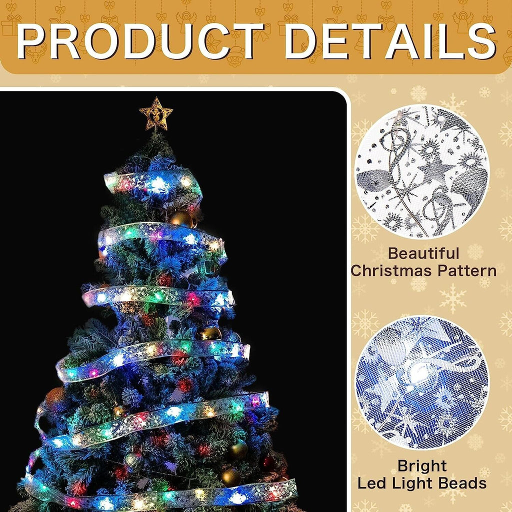 5M LED Christmas Tree Ribbon Bow Xmas Light