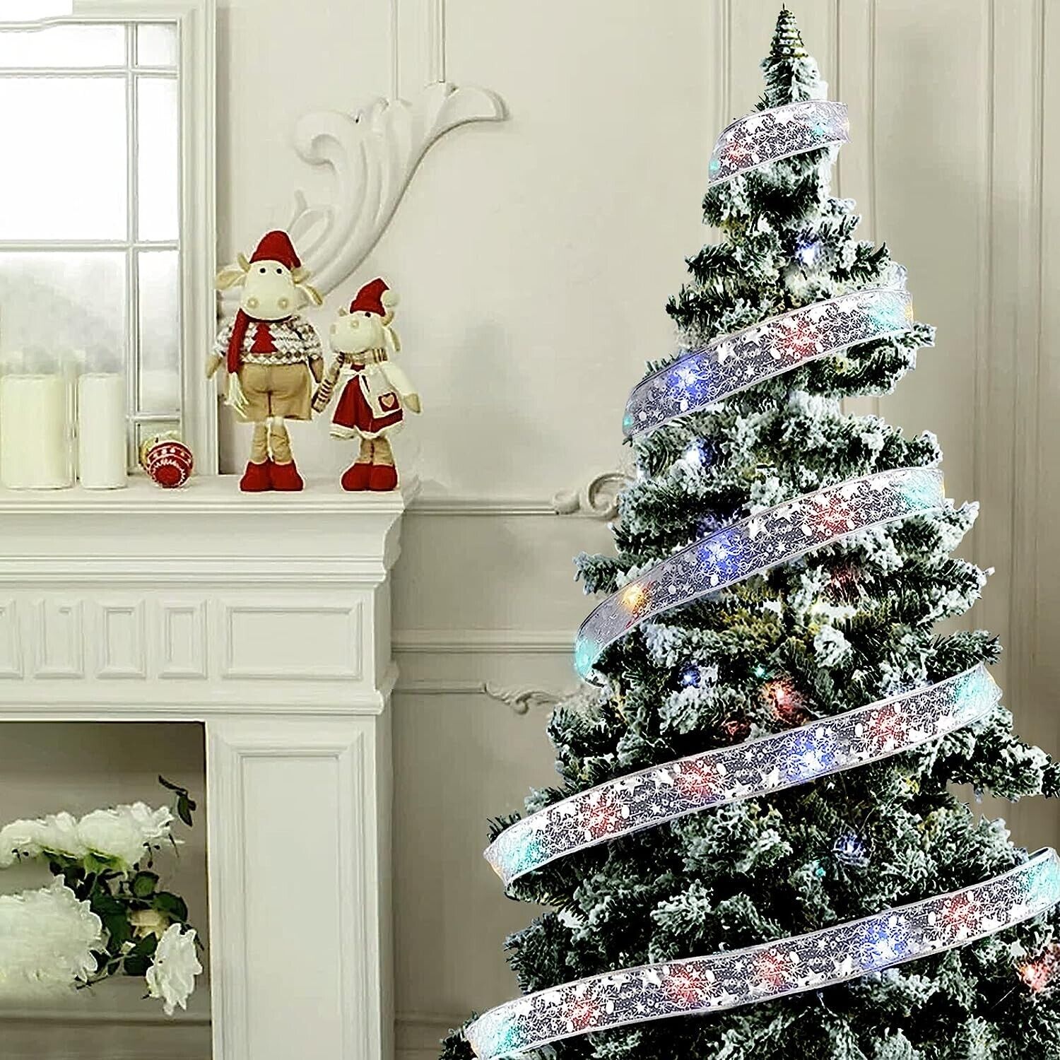 5M LED Christmas Tree Ribbon Bow Xmas Light