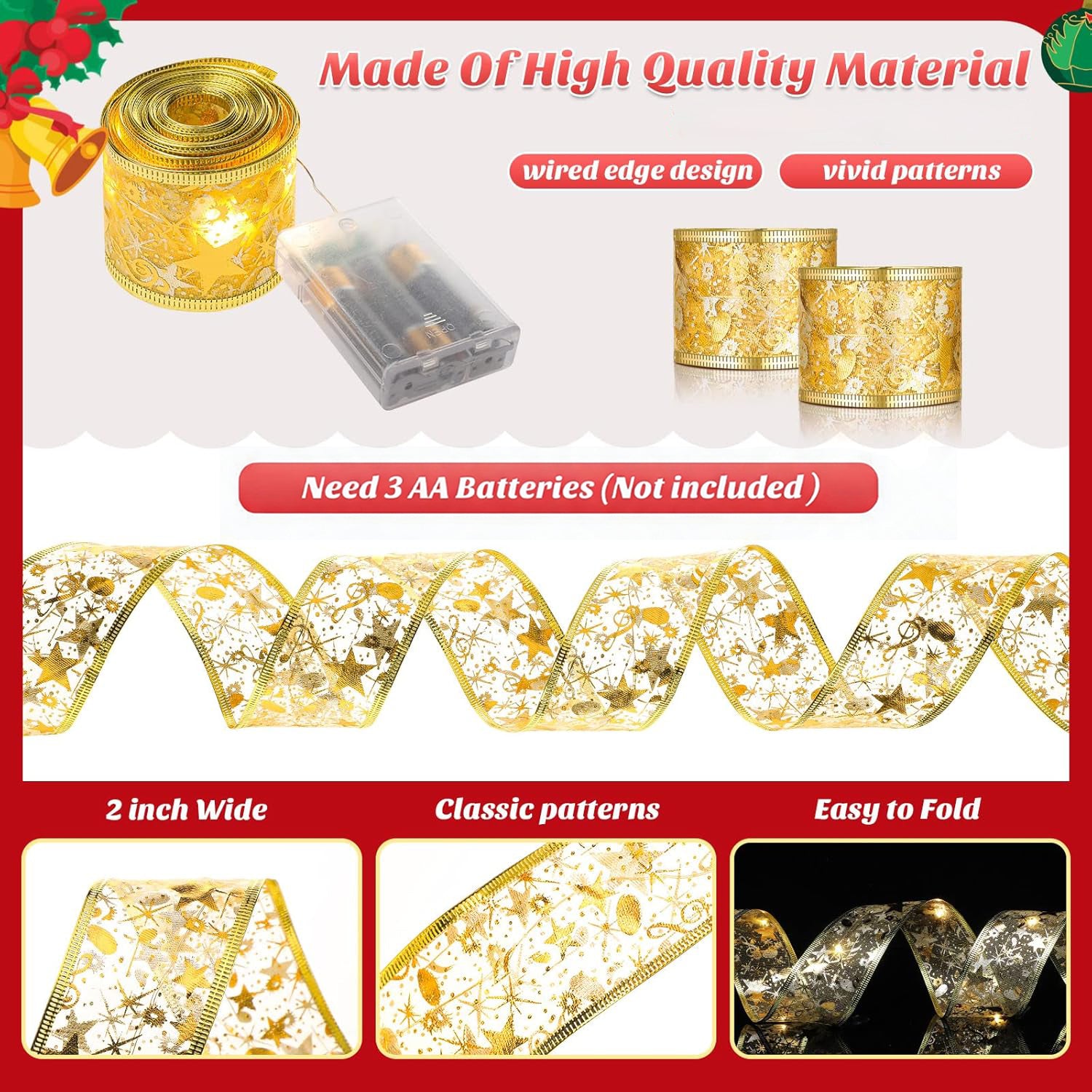 5M LED Christmas Tree Ribbon Bow Xmas Light
