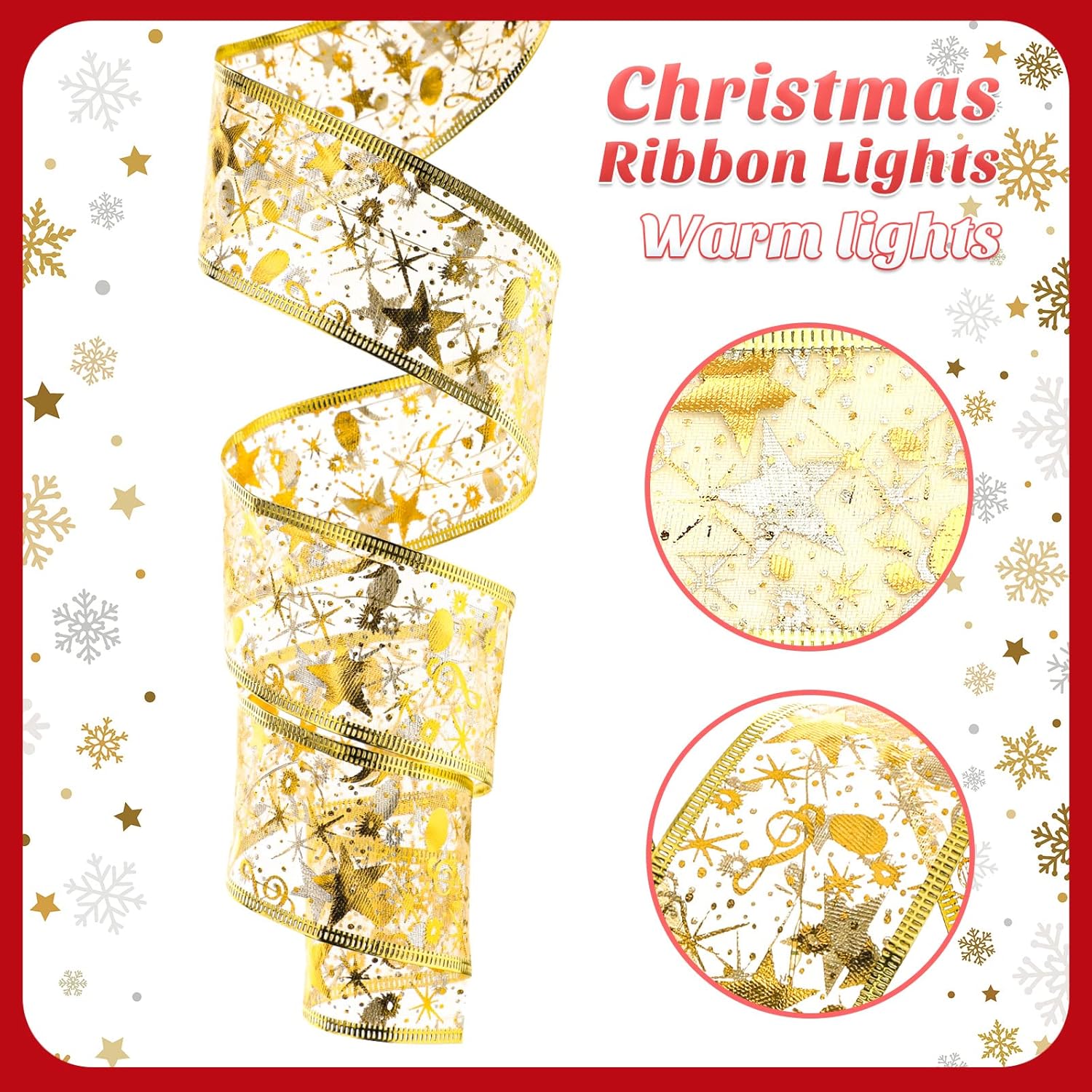 5M LED Christmas Tree Ribbon Bow Xmas Light