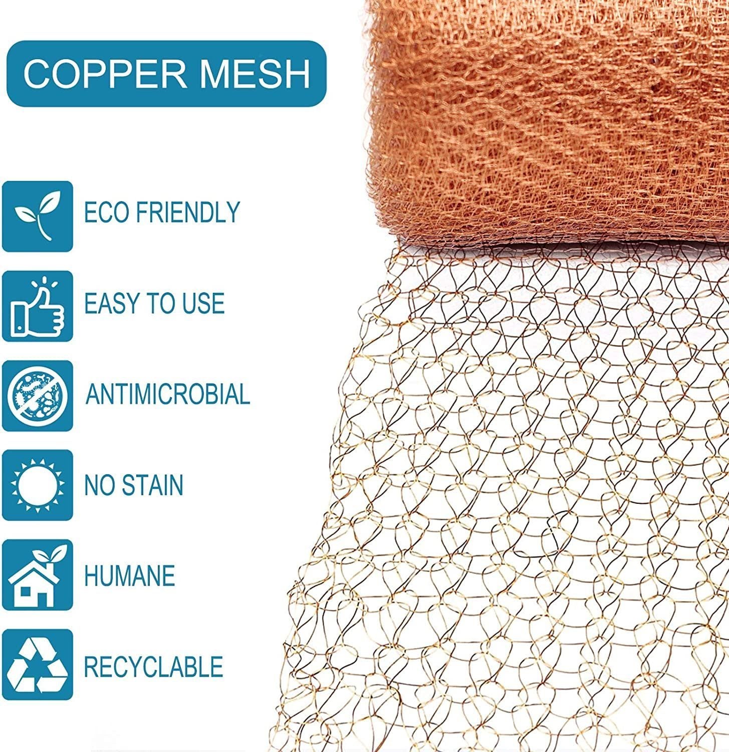 12m Fine Wire Mesh Roll Pure Copper Mesh Rodent Pest Control
