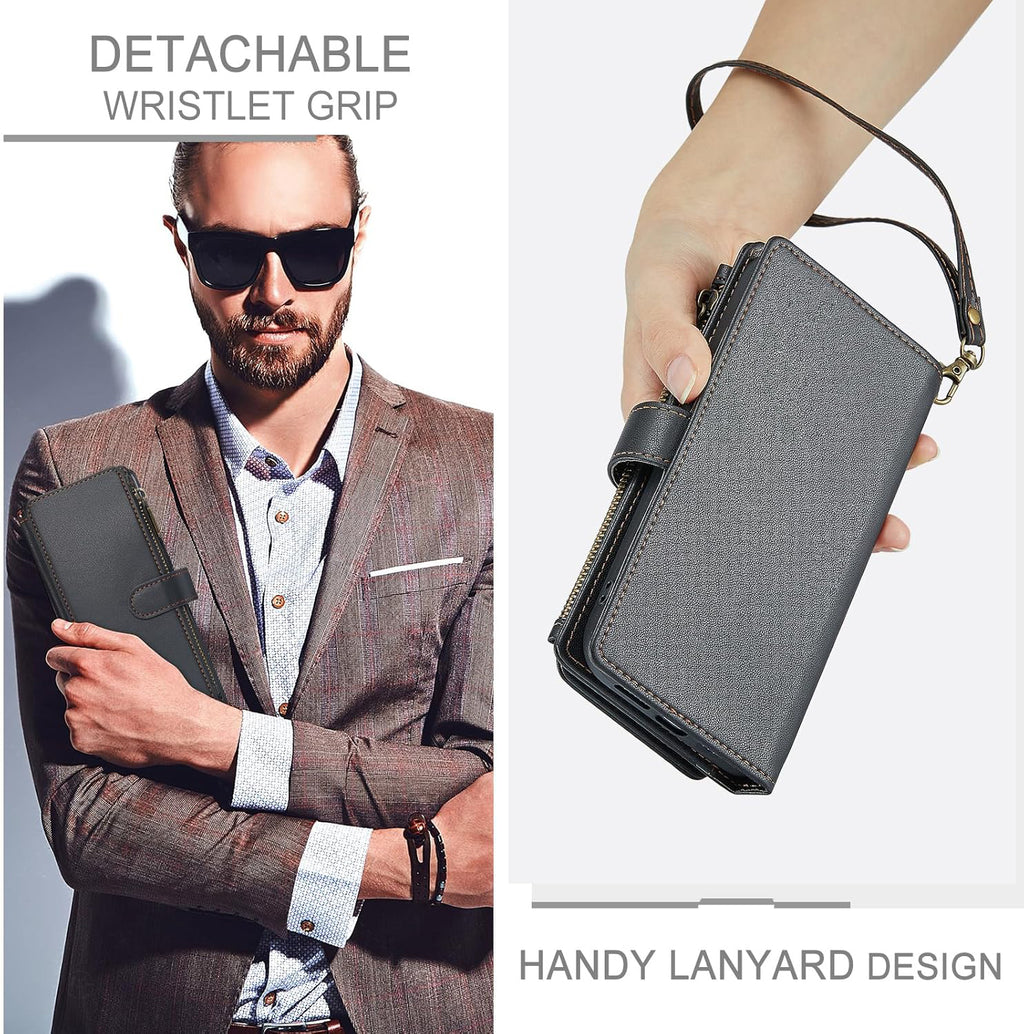 iPhone 11 Case RFID-Blocking Detachable Zip Wallet Card Cover GREEN