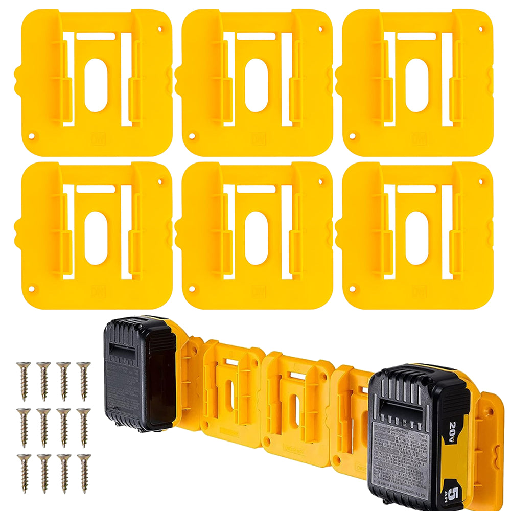 6 Pack Battery Holder Wall Mount Storage Rack for DeWalt 20V Batteries