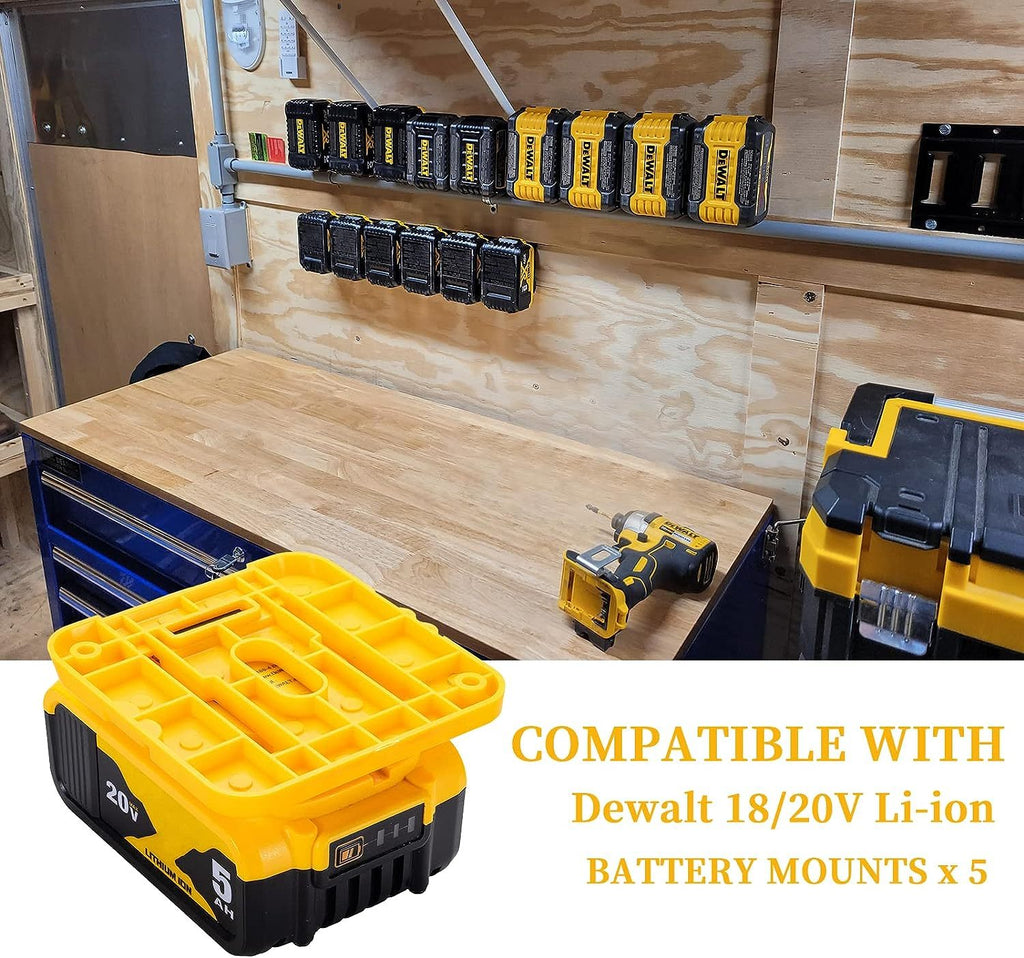 6 Pack Battery Holder Wall Mount Storage Rack for DeWalt 20V Batteries