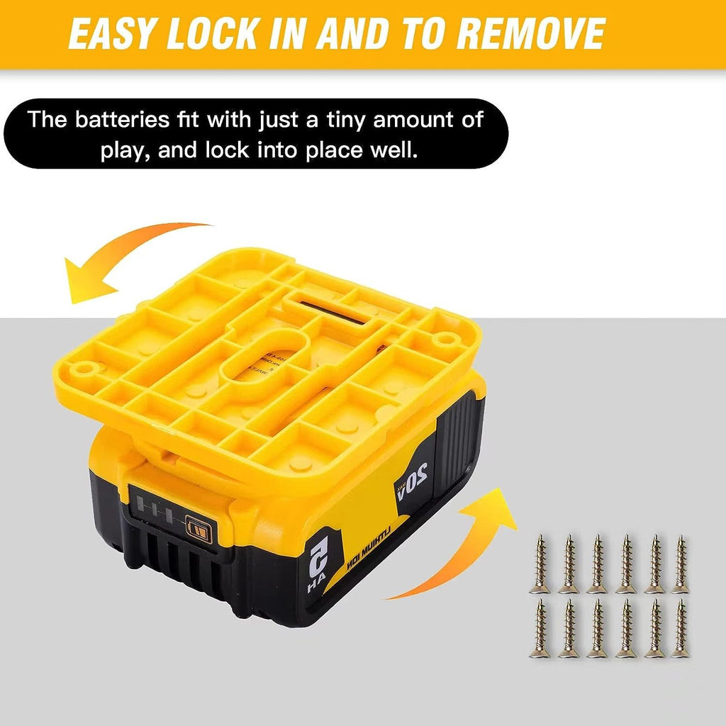 6 Pack Battery Holder Wall Mount Storage Rack for DeWalt 20V Batteries