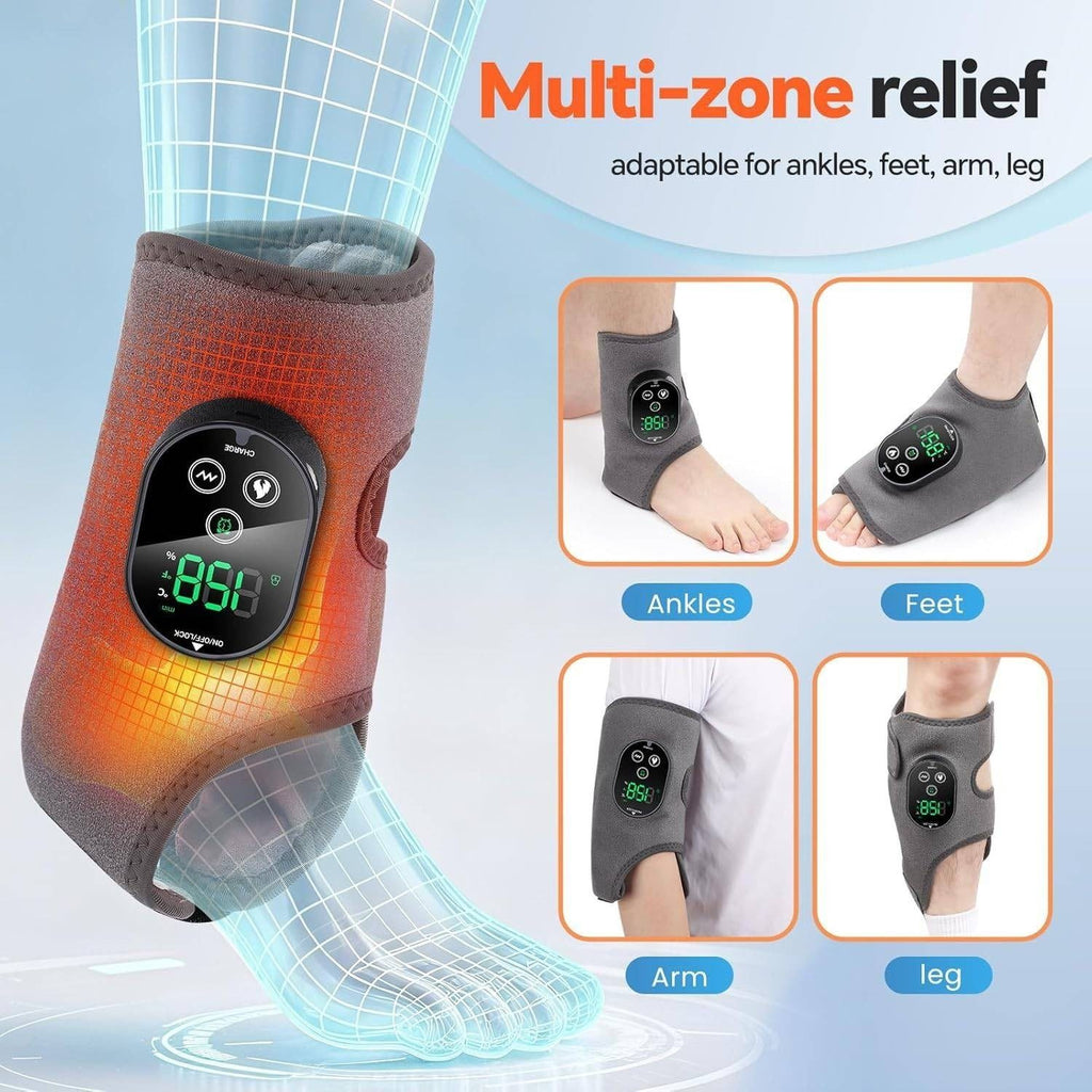 Electric Foot Ankle Vibration Massager Joint Pain Relief Infrared Hot Compress Rechargeable
