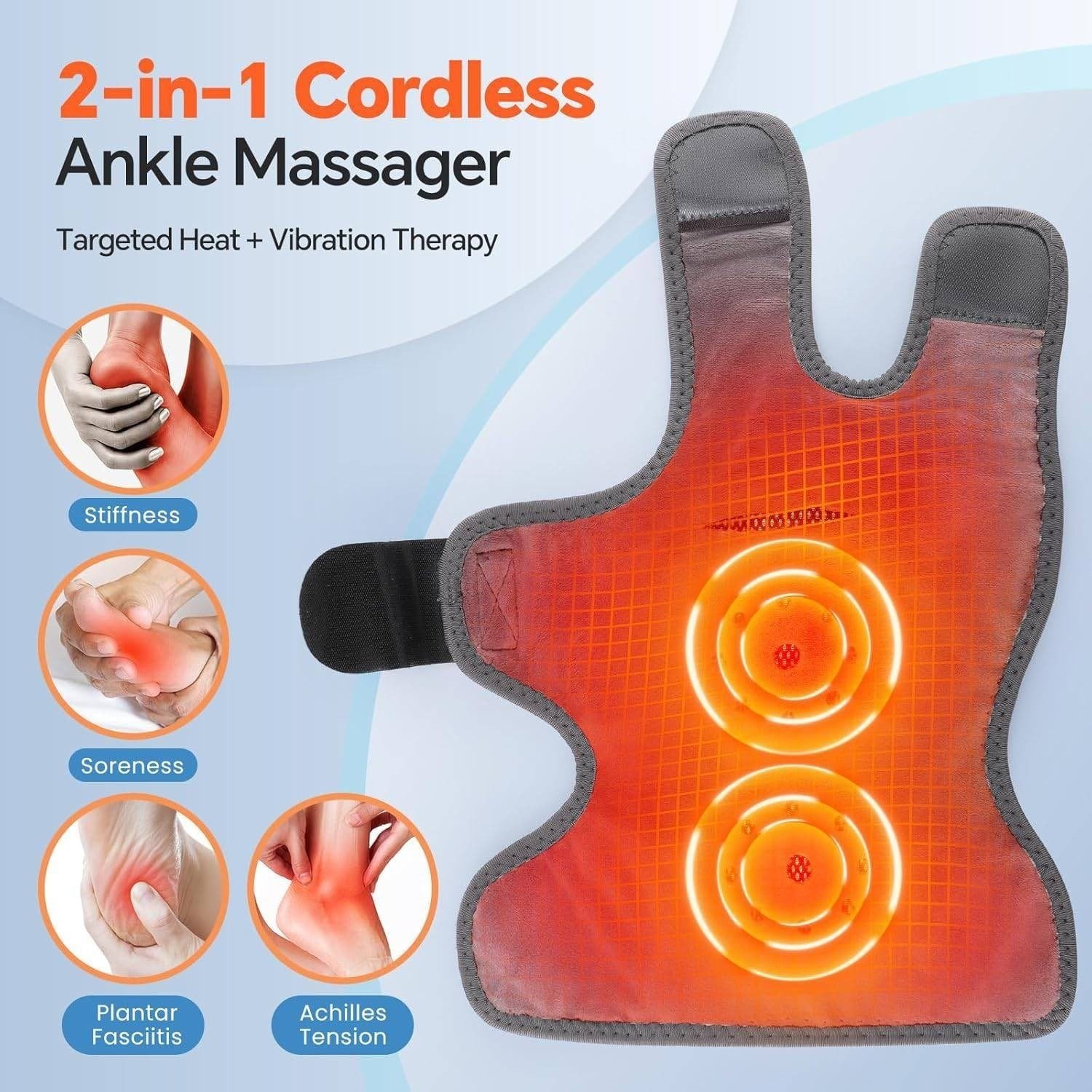 Electric Foot Ankle Vibration Massager Joint Pain Relief Infrared Hot Compress Rechargeable