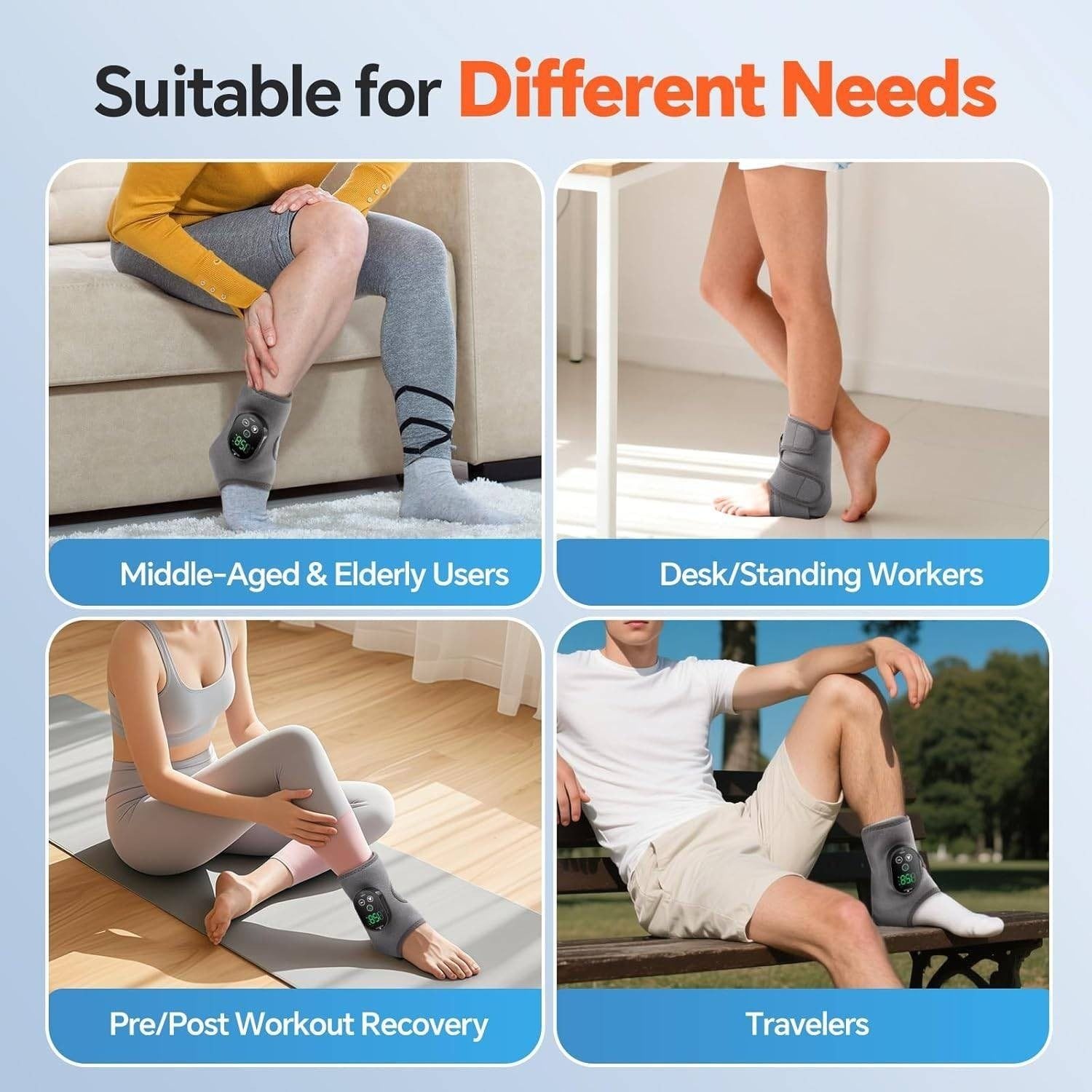 Electric Foot Ankle Vibration Massager Joint Pain Relief Infrared Hot Compress Rechargeable