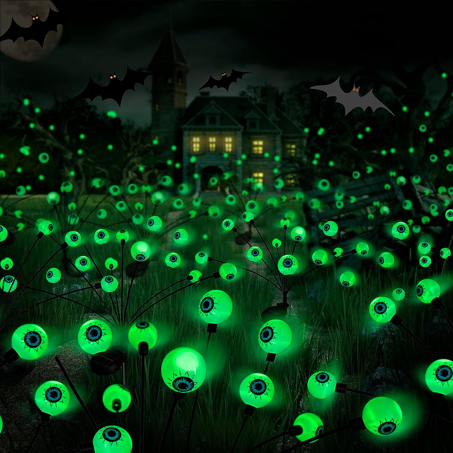 Scary Eyeball Solar Outdoor Garden Lights 8 Head