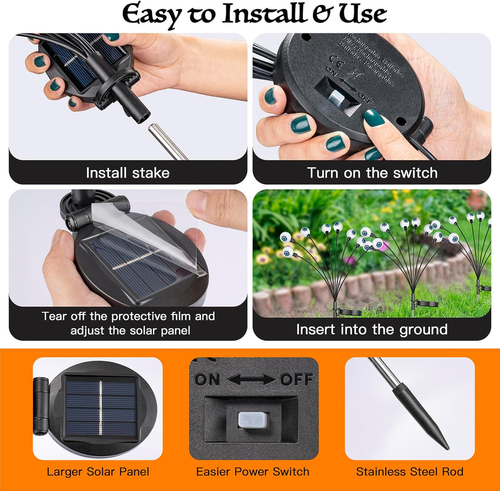 Scary Eyeball Solar Outdoor Garden Lights 8 Head