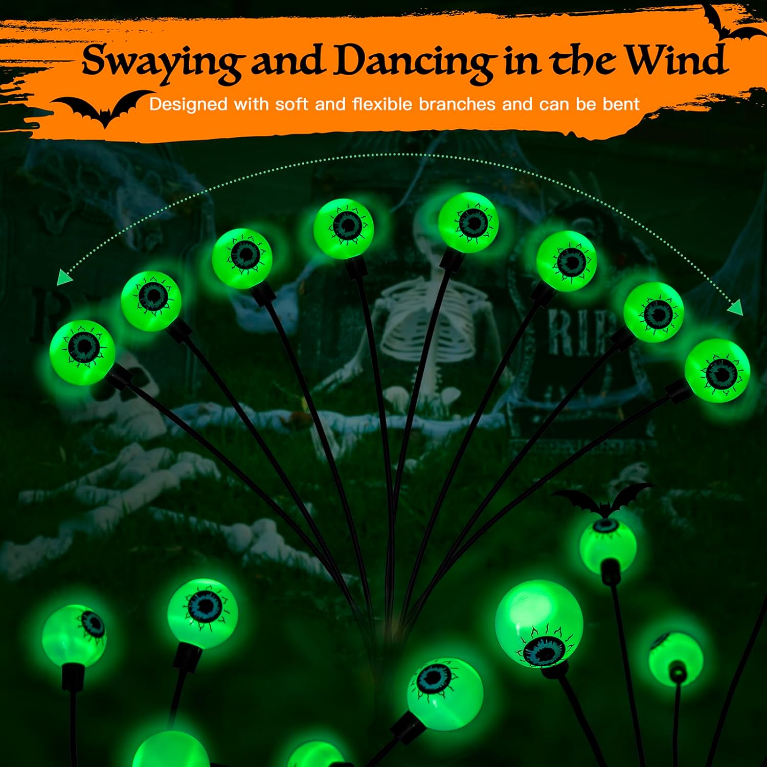 Scary Eyeball Solar Outdoor Garden Lights 8 Head