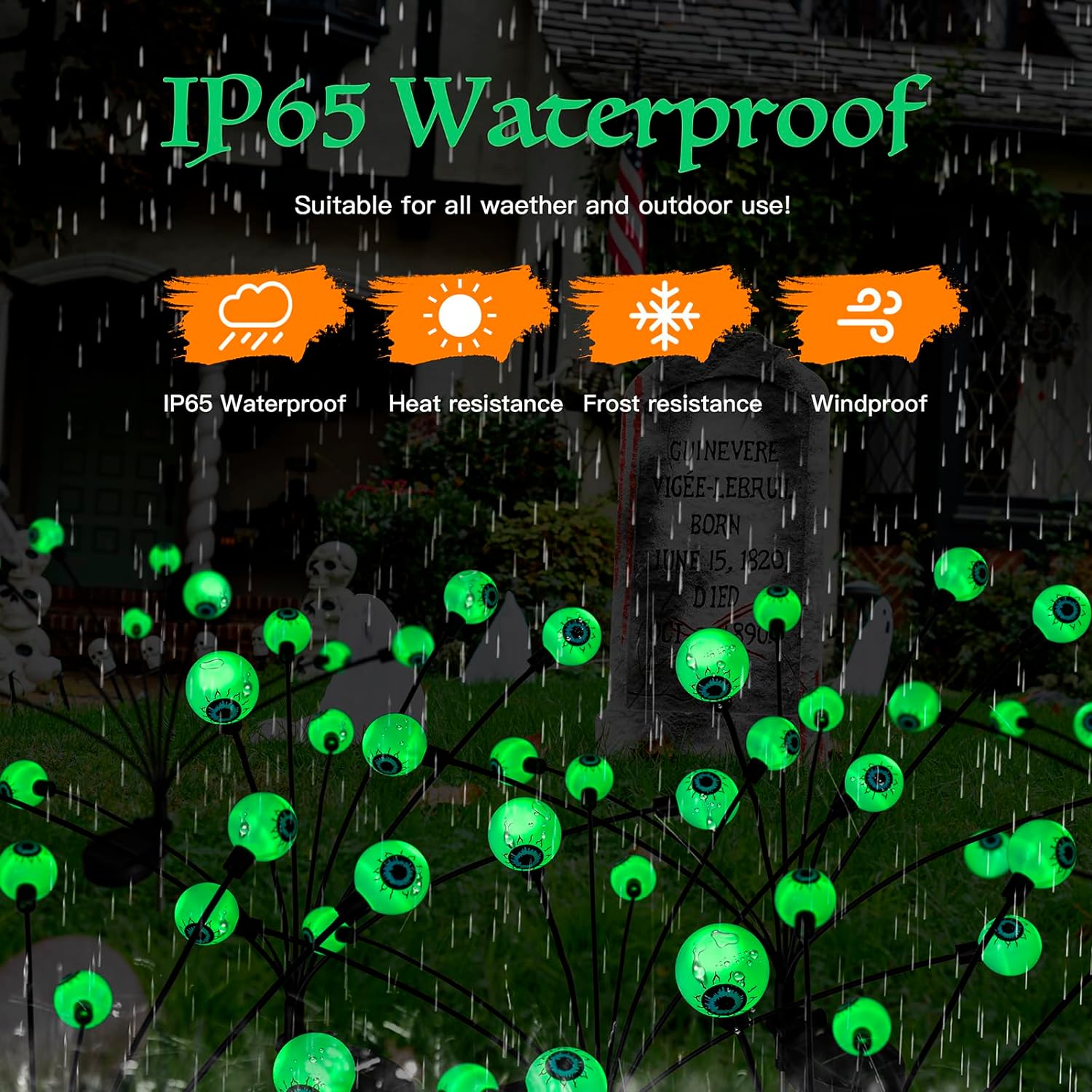 Scary Eyeball Solar Outdoor Garden Lights 8 Head
