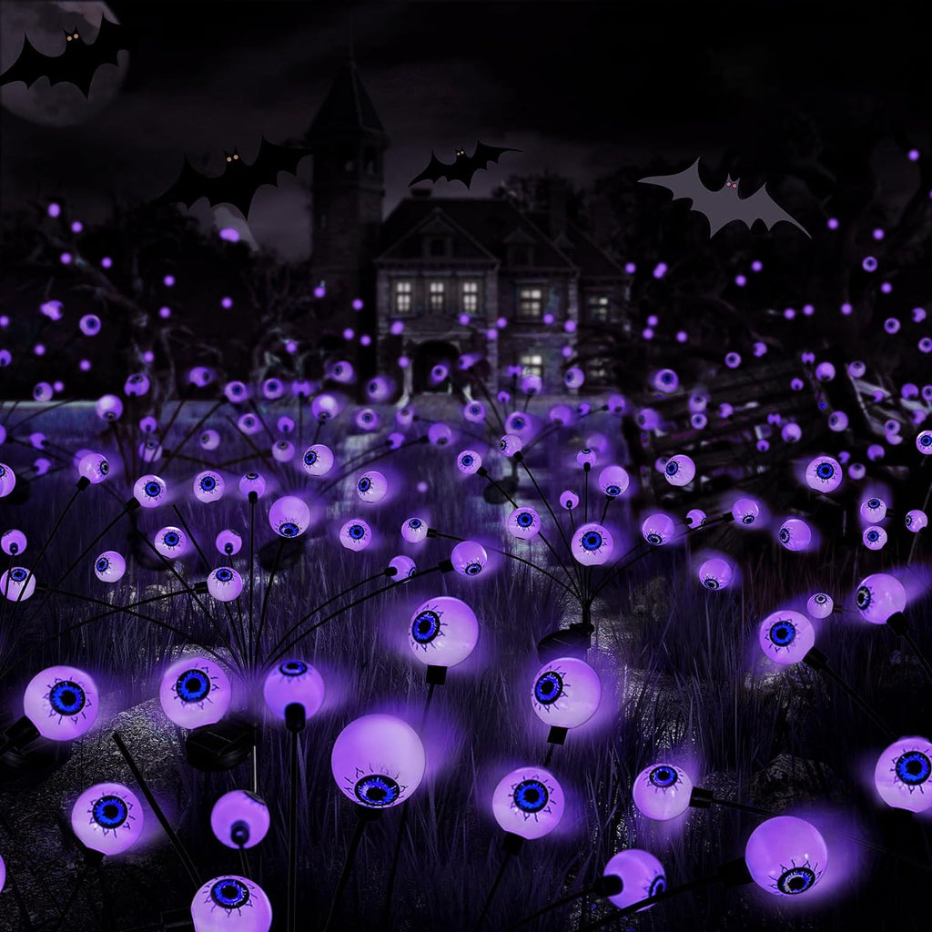 8 Head Purple Solar Halloween Lights Outdoor Swaying Eyeball Decor