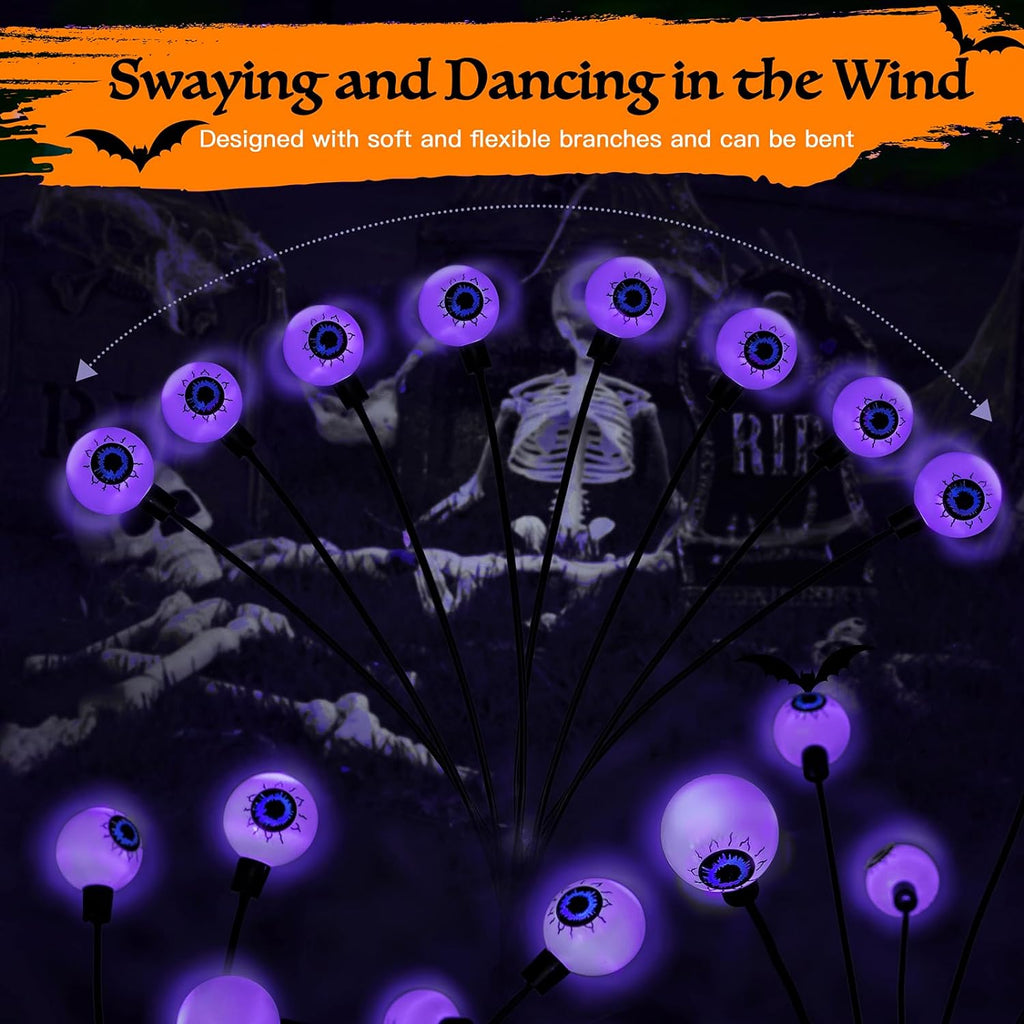 8 Head Purple Solar Halloween Lights Outdoor Swaying Eyeball Decor