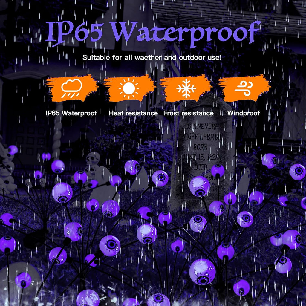 8 Head Purple Solar Halloween Lights Outdoor Swaying Eyeball Decor
