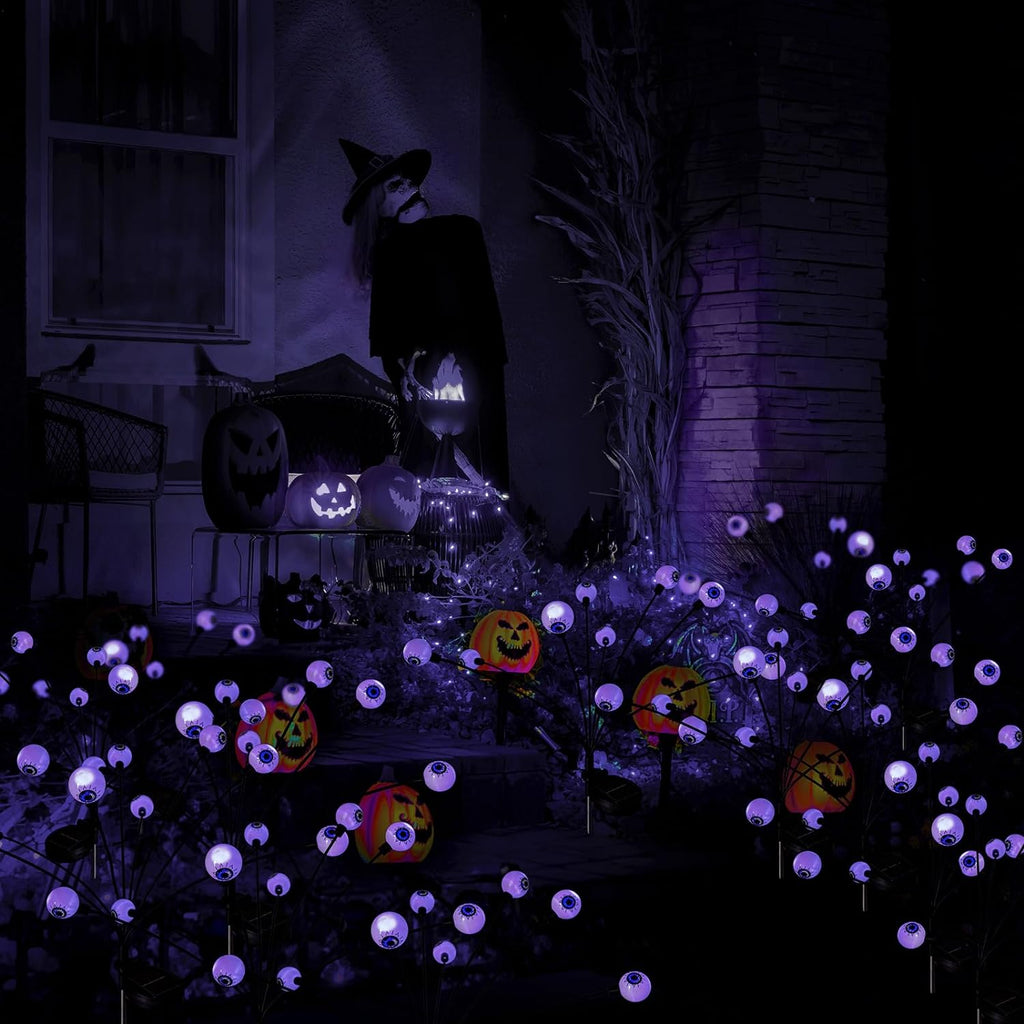 8 Head Purple Solar Halloween Lights Outdoor Swaying Eyeball Decor