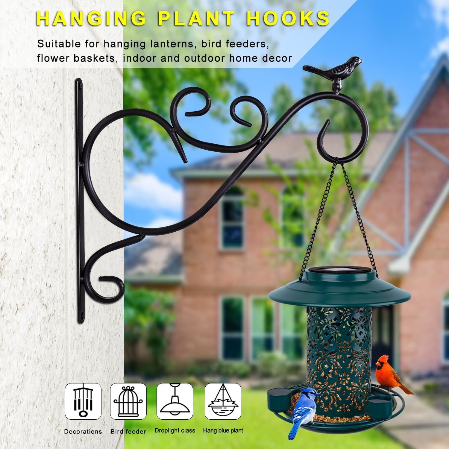 2Pcs Iron Plant Hooks Duty Plant Hooks for Wall Plant Hangers Outdoor for Outside