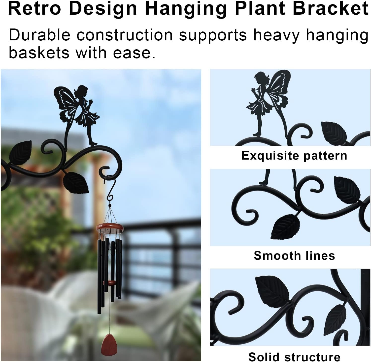 Hanging Plant Bracket Planter Outdoor Hook-Three Leaf Quiet Fairy Style