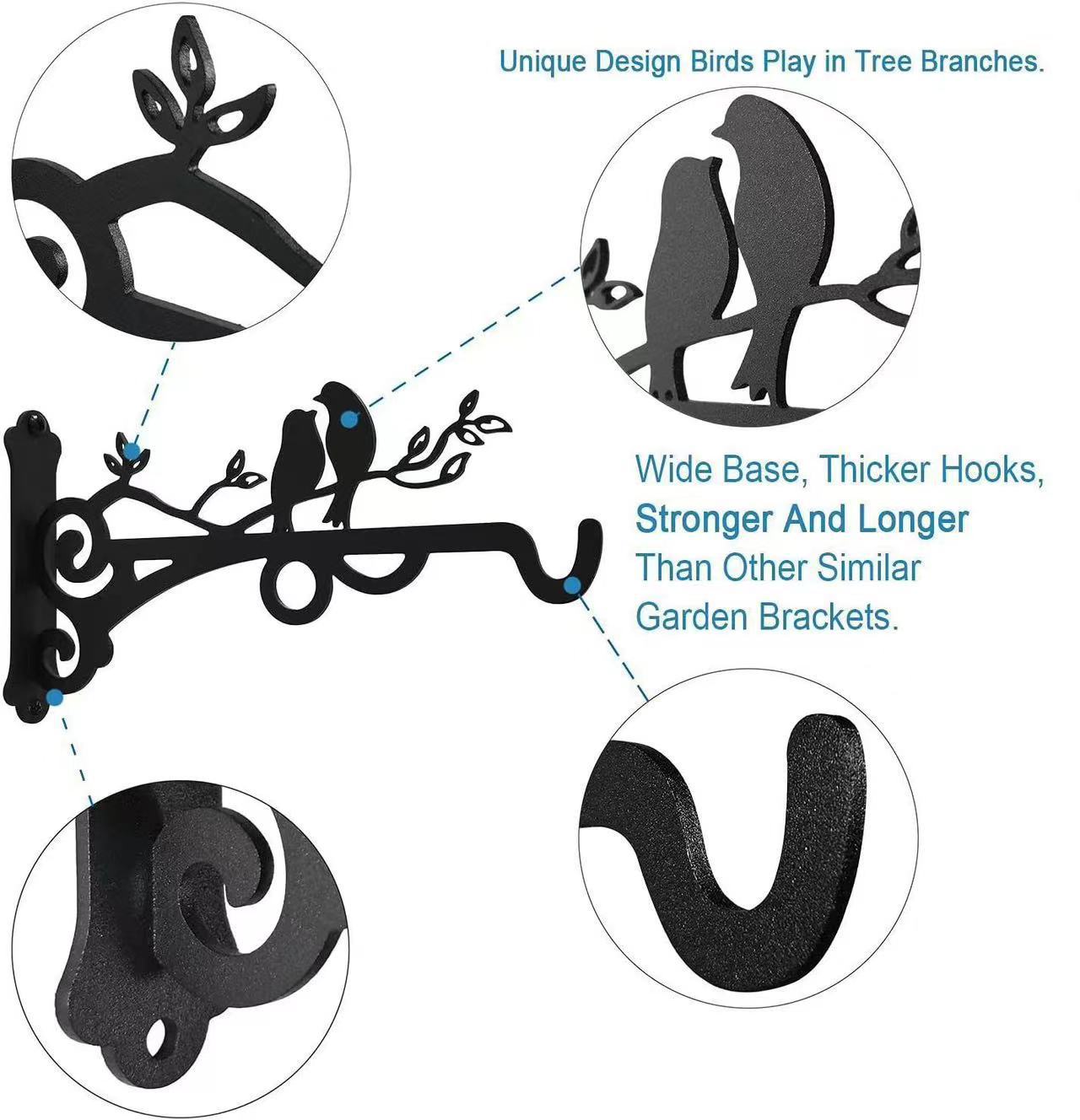 2 Pcs Wall Mounted Plant Hanger Heavy Duty Outdoor Balcony Hanging Basket