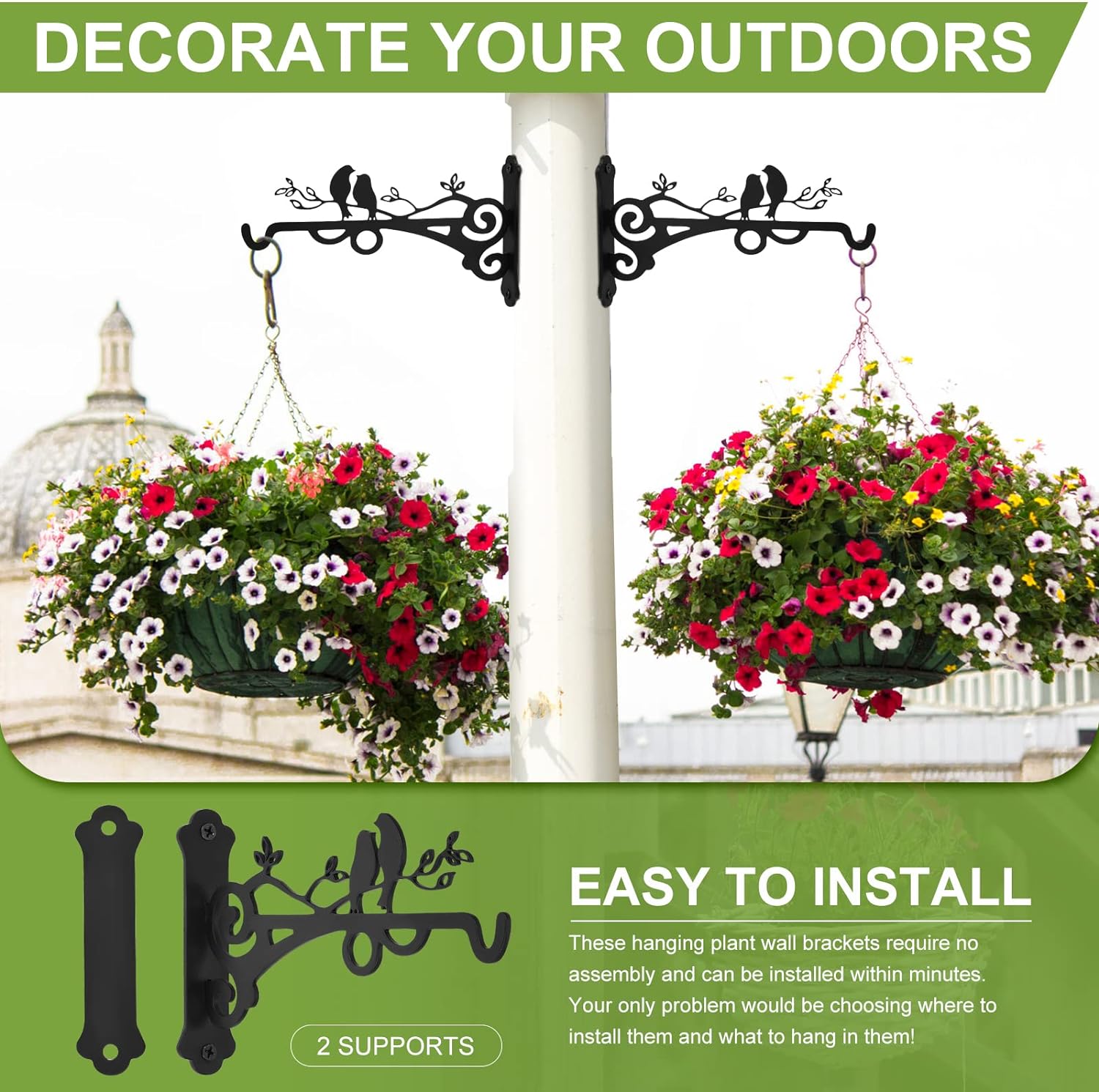 2Pcs Hanging Plant Bracket Planter Outdoor Hook
