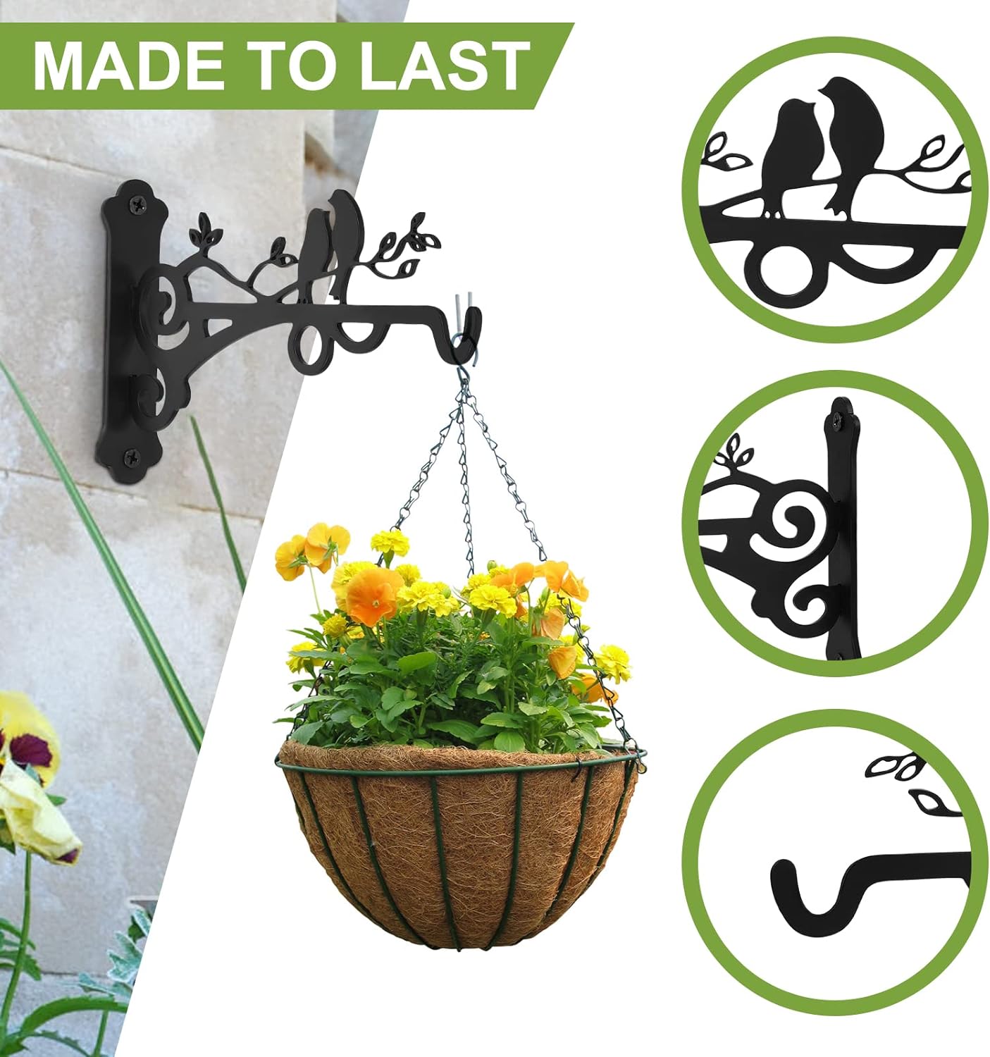 2Pcs Hanging Plant Bracket Planter Outdoor Hook