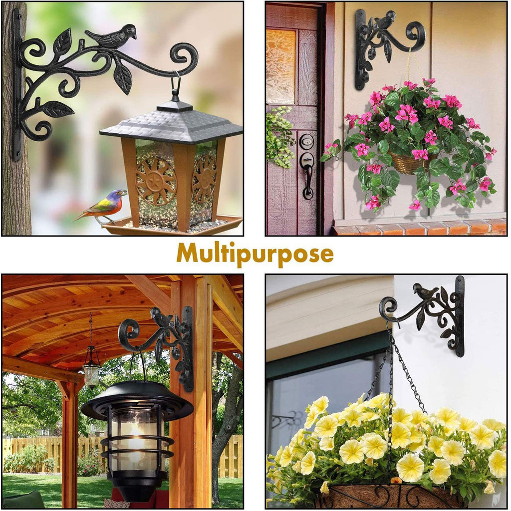 2pcs Hanging Plant Bracket Metal Plant Hooks Decorative Plant Hanger for Planters Wind Chimes Lanterns Decor-Black