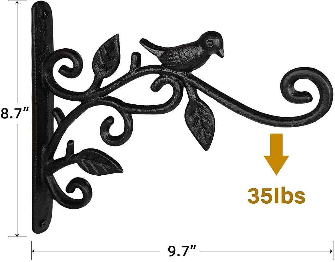 2pcs Hanging Plant Bracket Metal Plant Hooks Decorative Plant Hanger for Planters Wind Chimes Lanterns Decor-Black