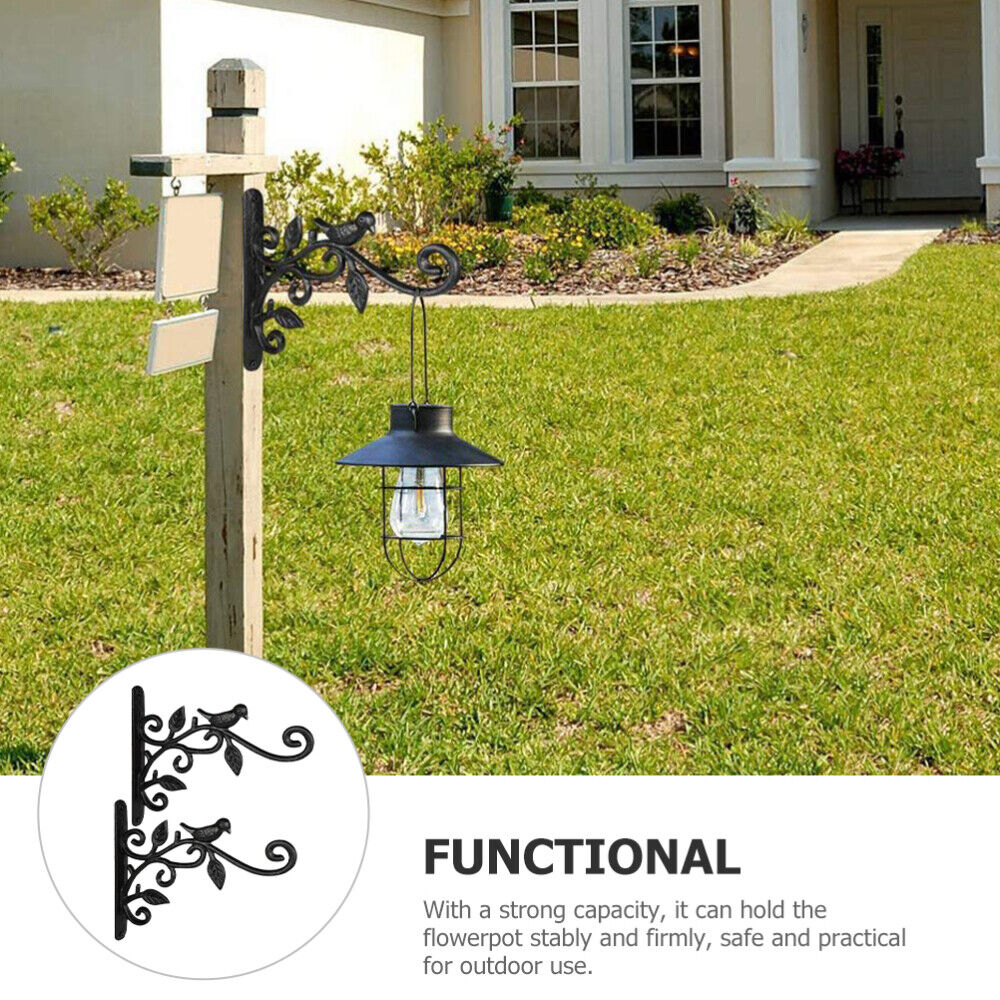 2pcs Hanging Plant Bracket Metal Plant Hooks Decorative Plant Hanger for Planters Wind Chimes Lanterns Decor-Black